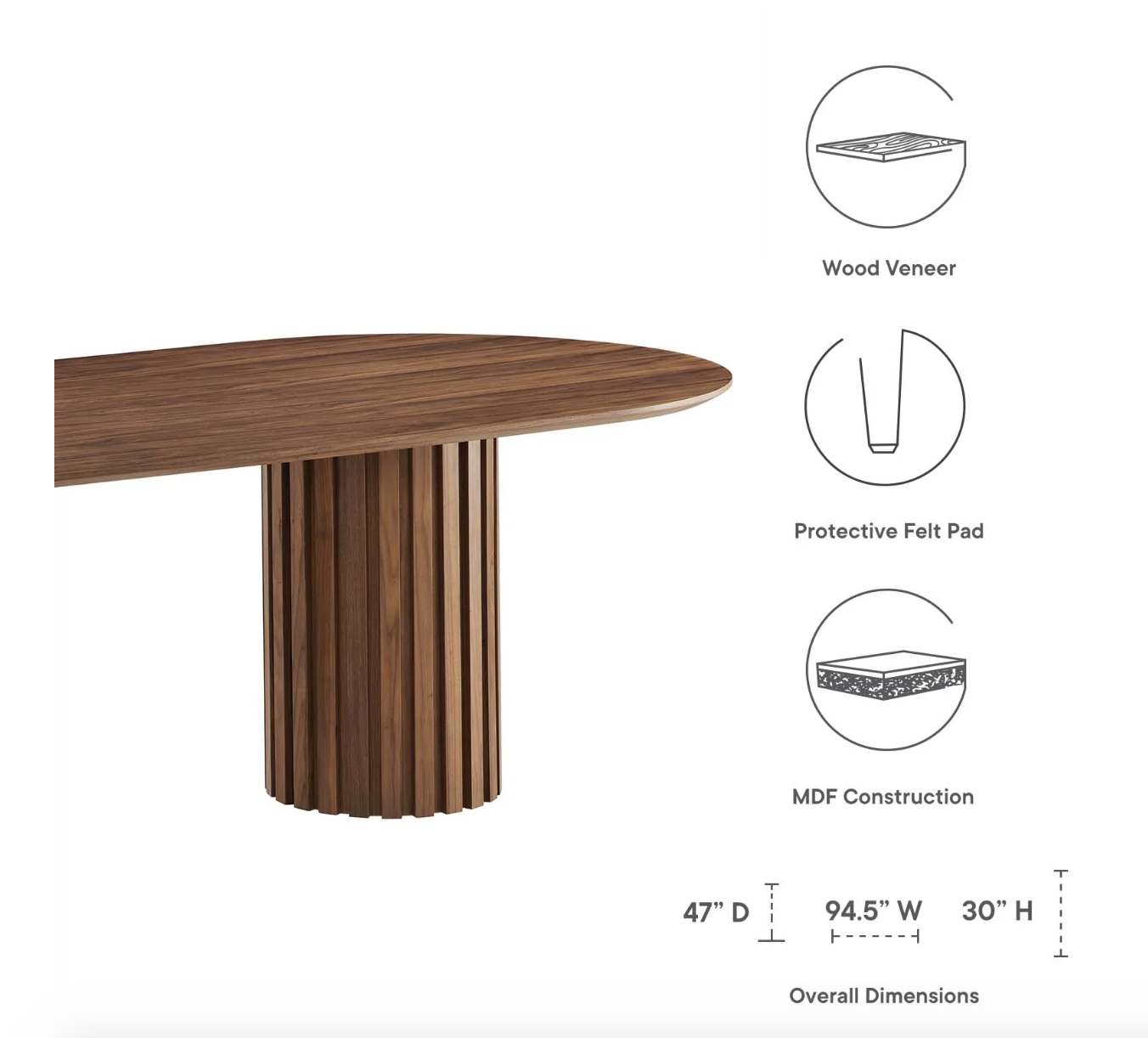 Senja Oval Dining Table - Walnut
