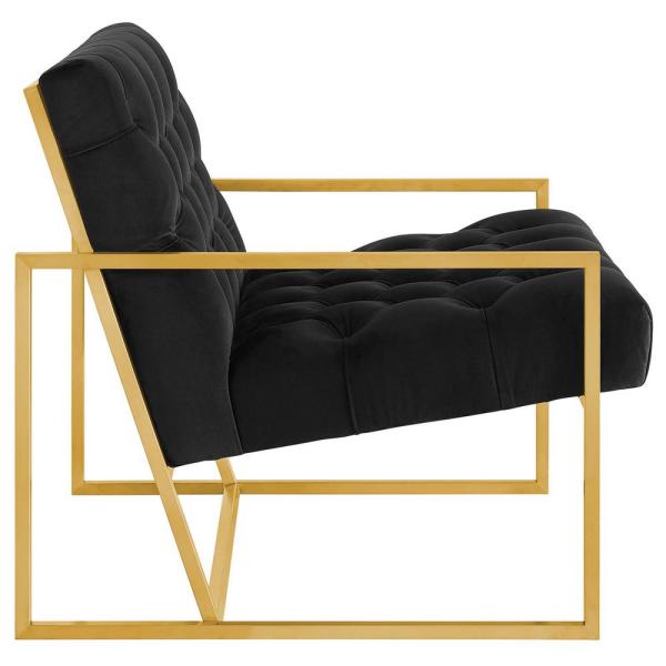 Bequest Gold Stainless Steel Velvet Chair - Black