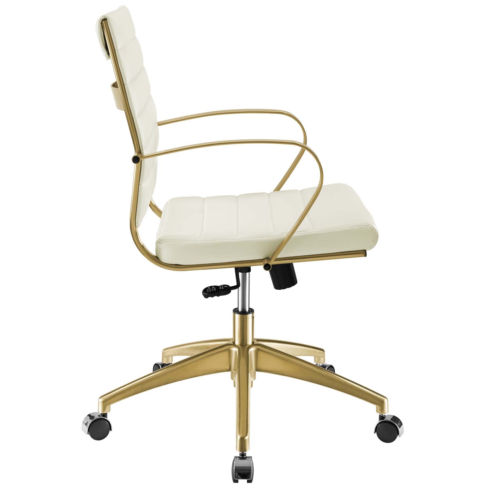 Jive Mid Back Faux Leather Office Chair - Off White/Gold