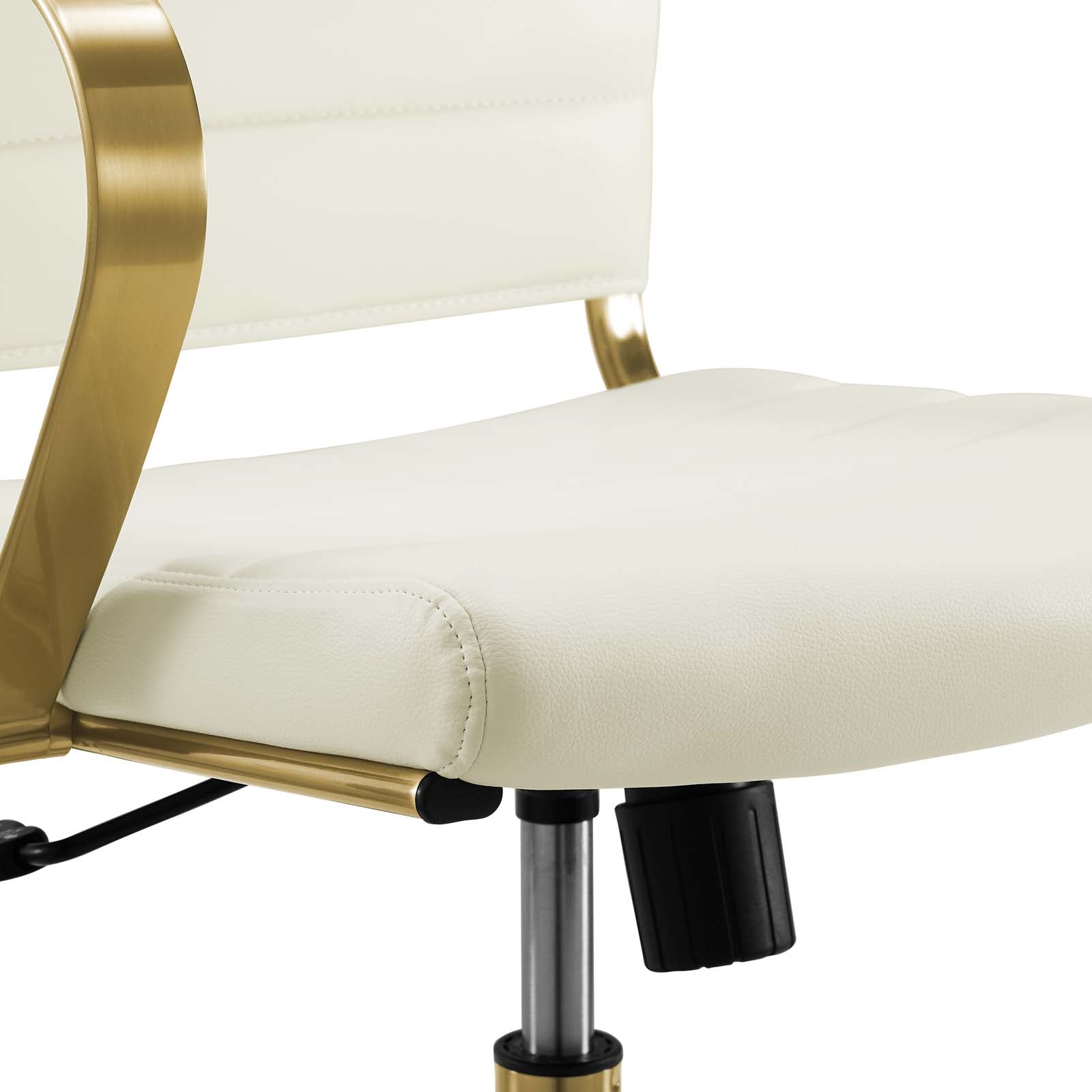 Jive Mid Back Faux Leather Office Chair - Off White/Gold