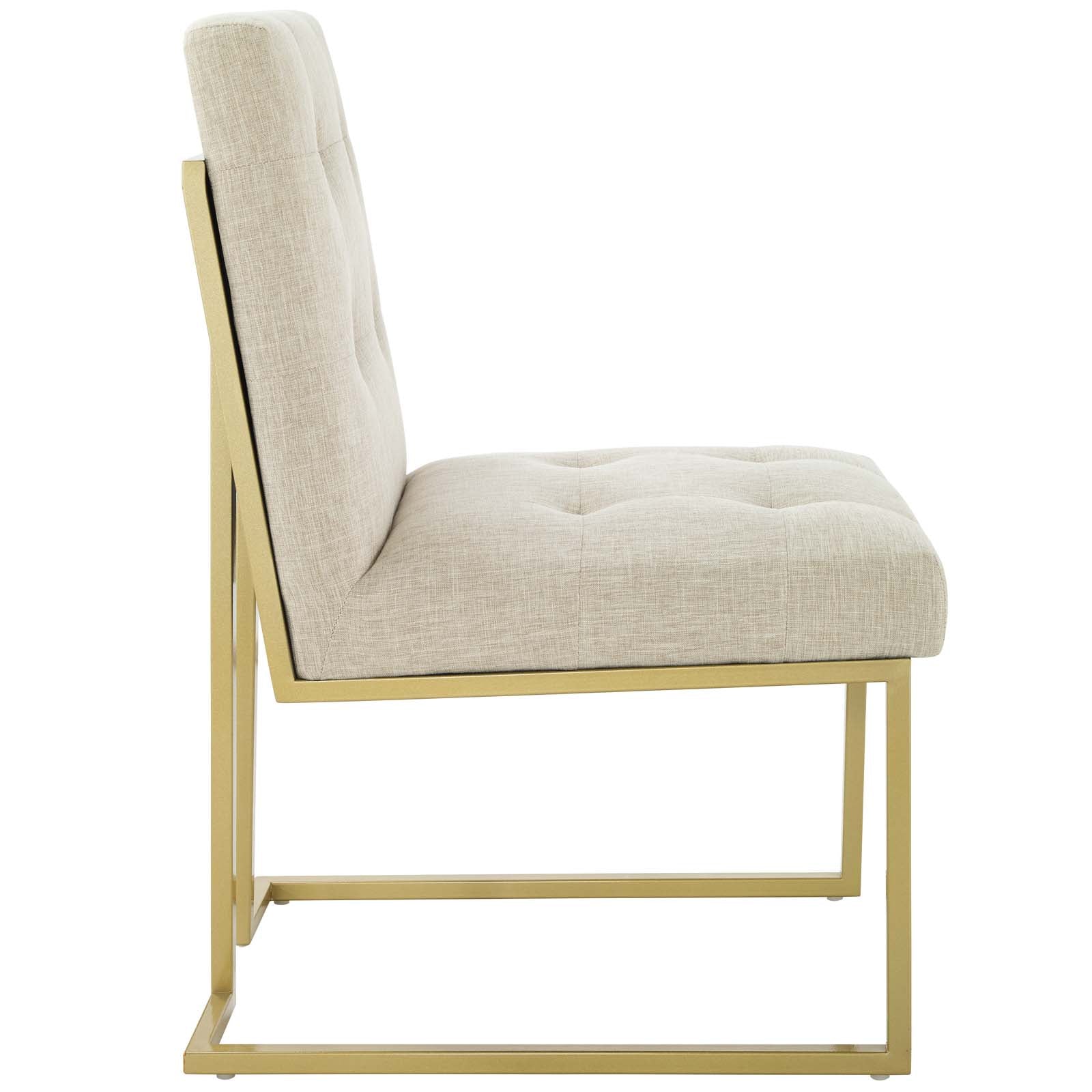 Privy Gold Fabric Dining Chair - Beige