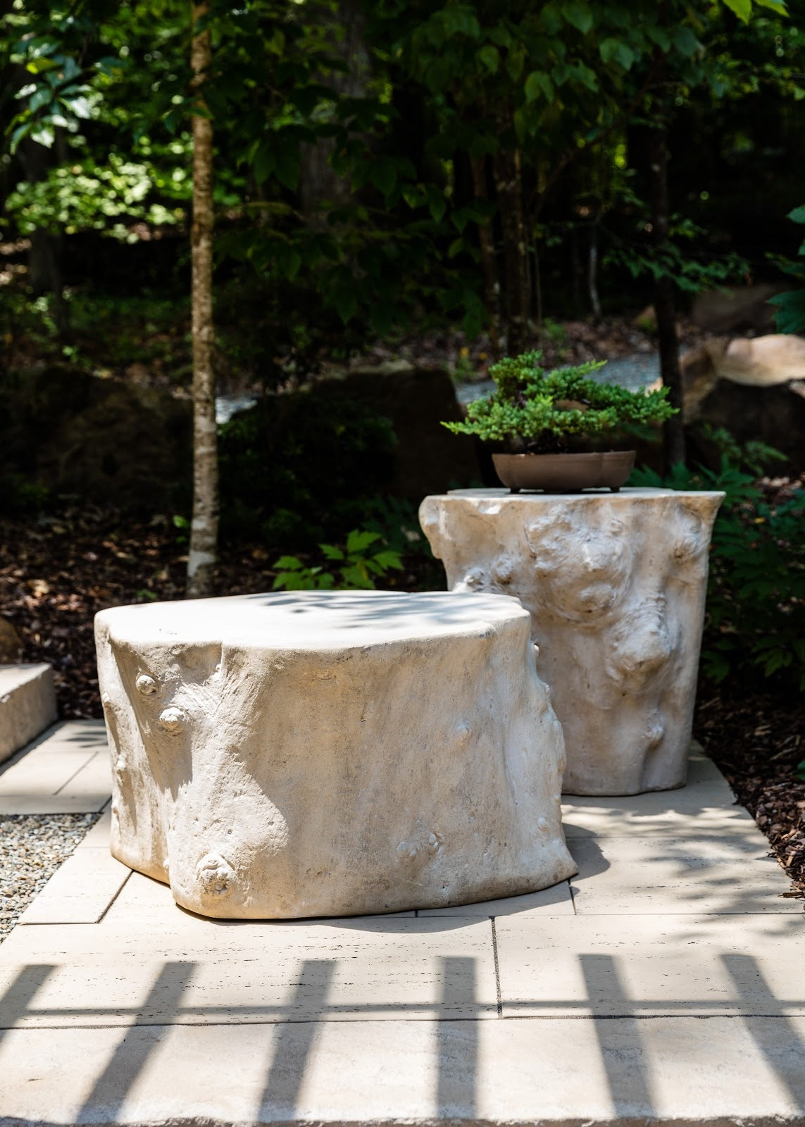 Log Roman Stone Side Table