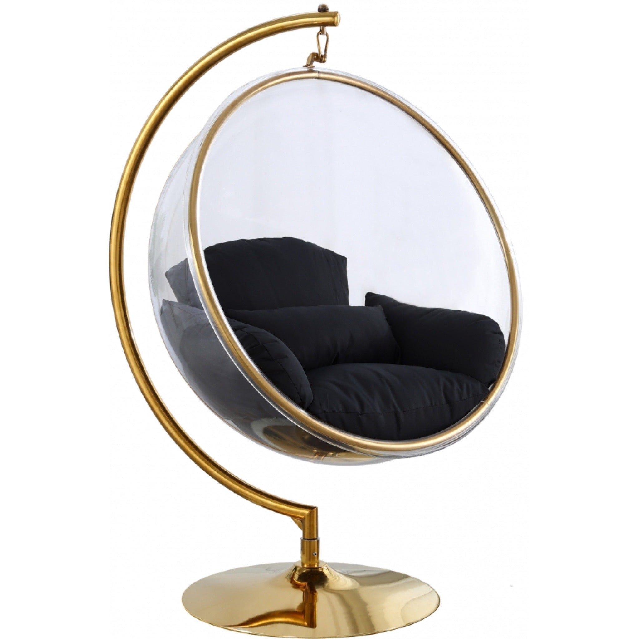 Luna Acrylic Swing Bubble Accent Chair - Black