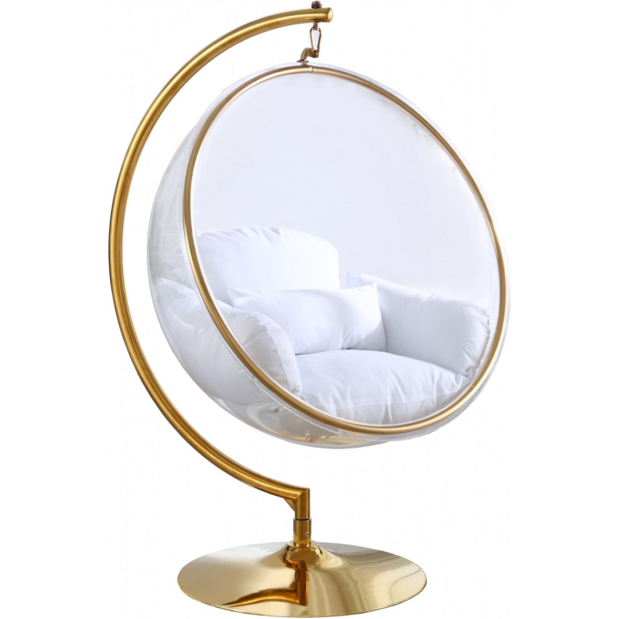 Luna Acrylic Swing Bubble Accent Chair - White