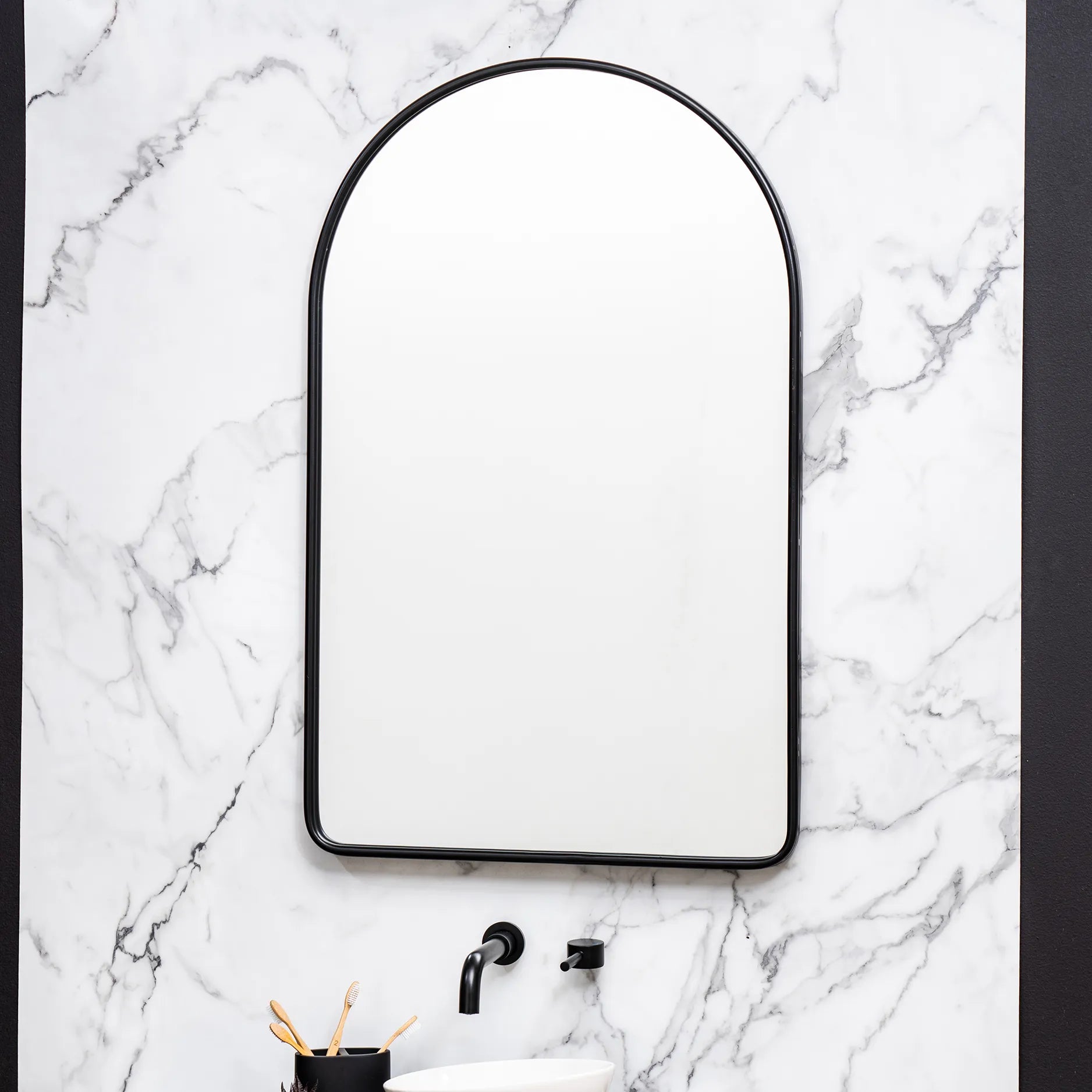 Sebastian Arched Wall Mirror- Black