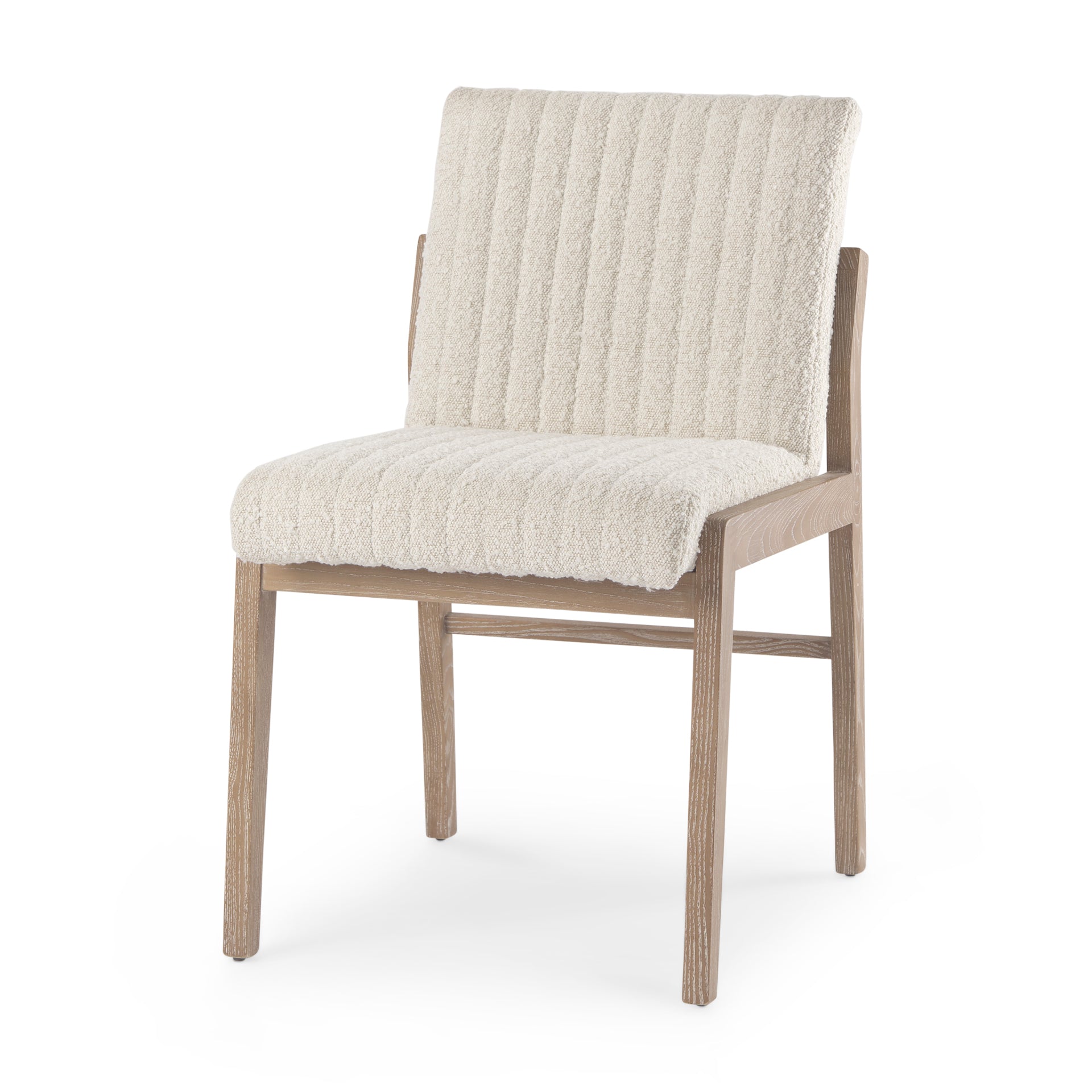 Tali Boucle Dining Chair - Light Brown Wood