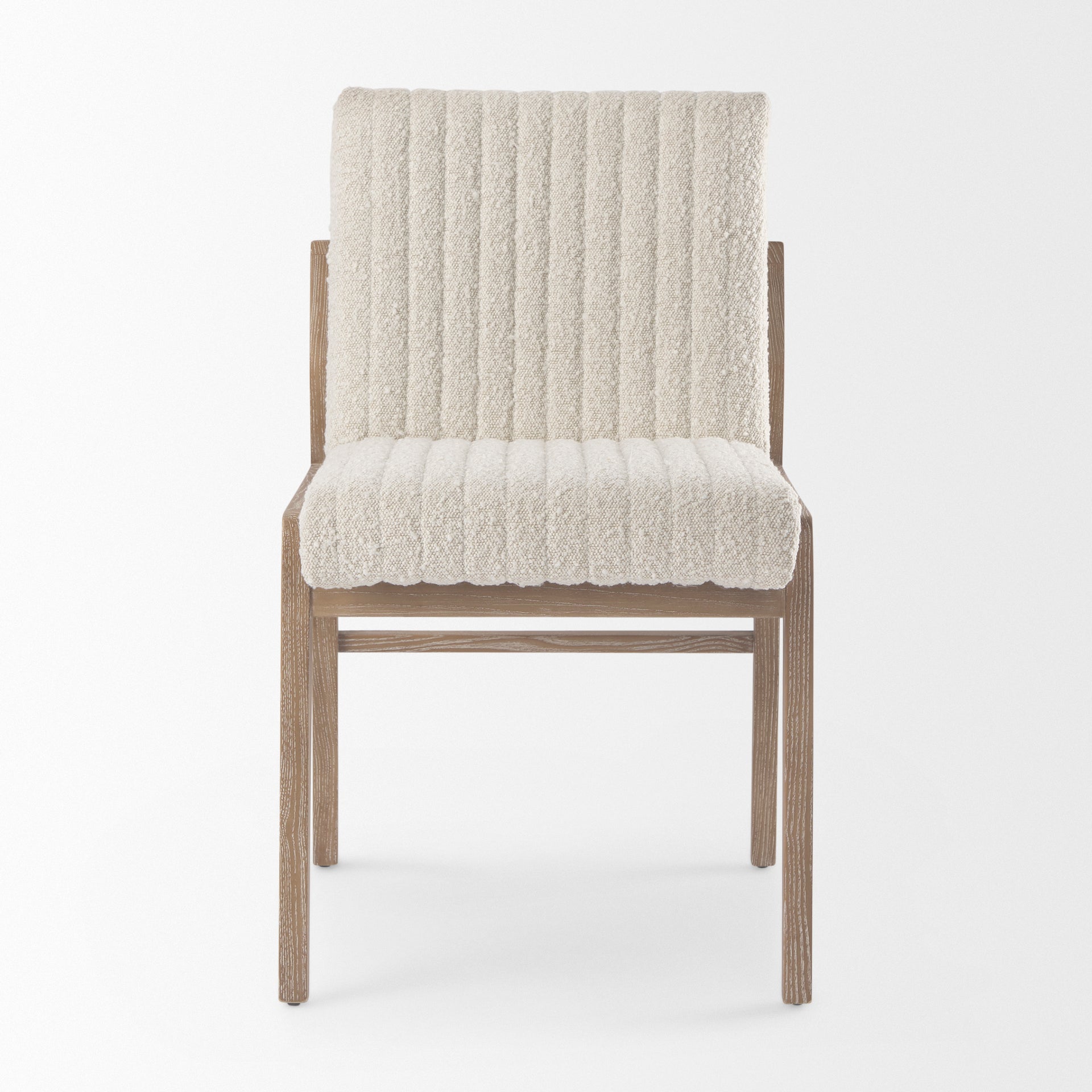 Tali Boucle Dining Chair - Light Brown Wood