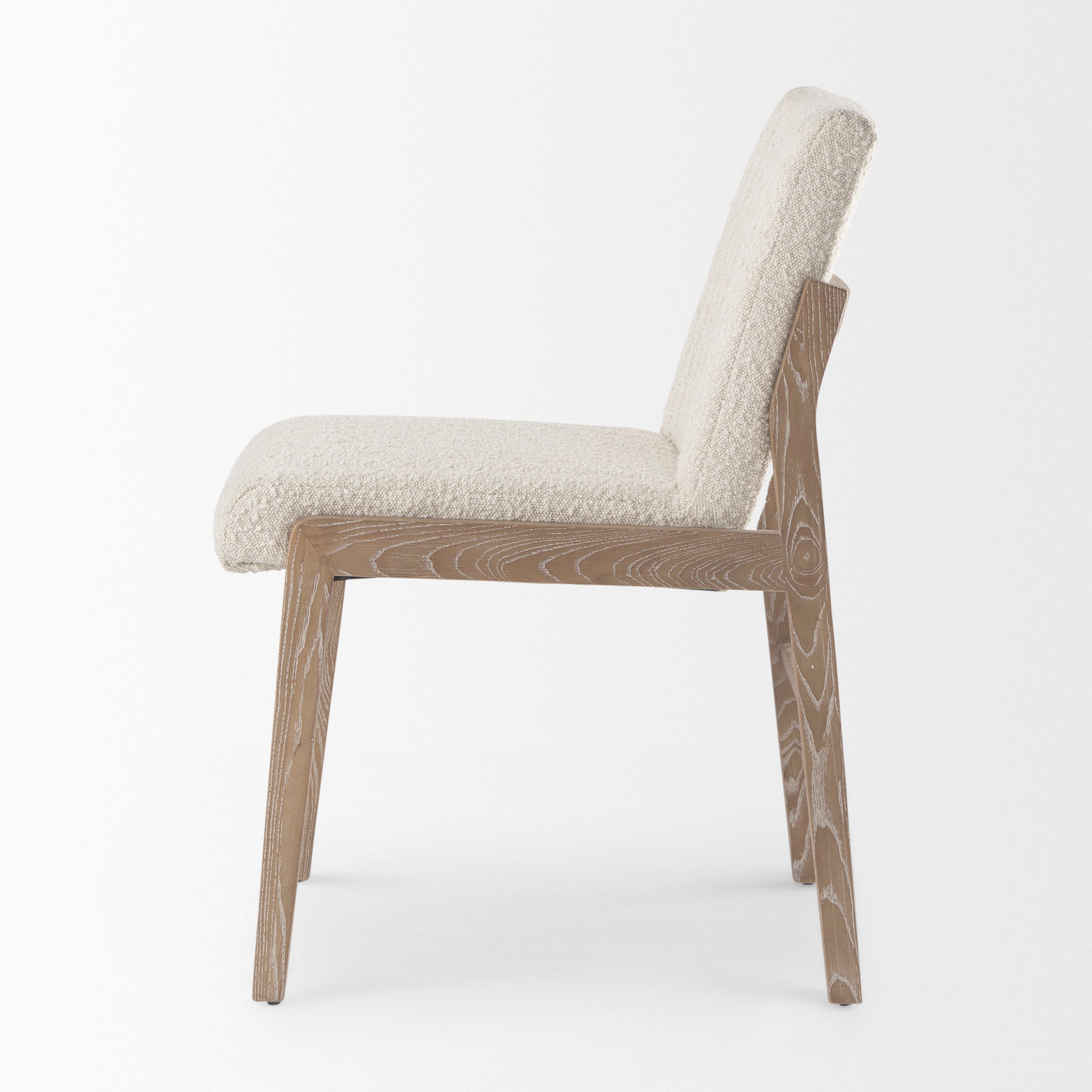 Tali Boucle Dining Chair - Light Brown Wood