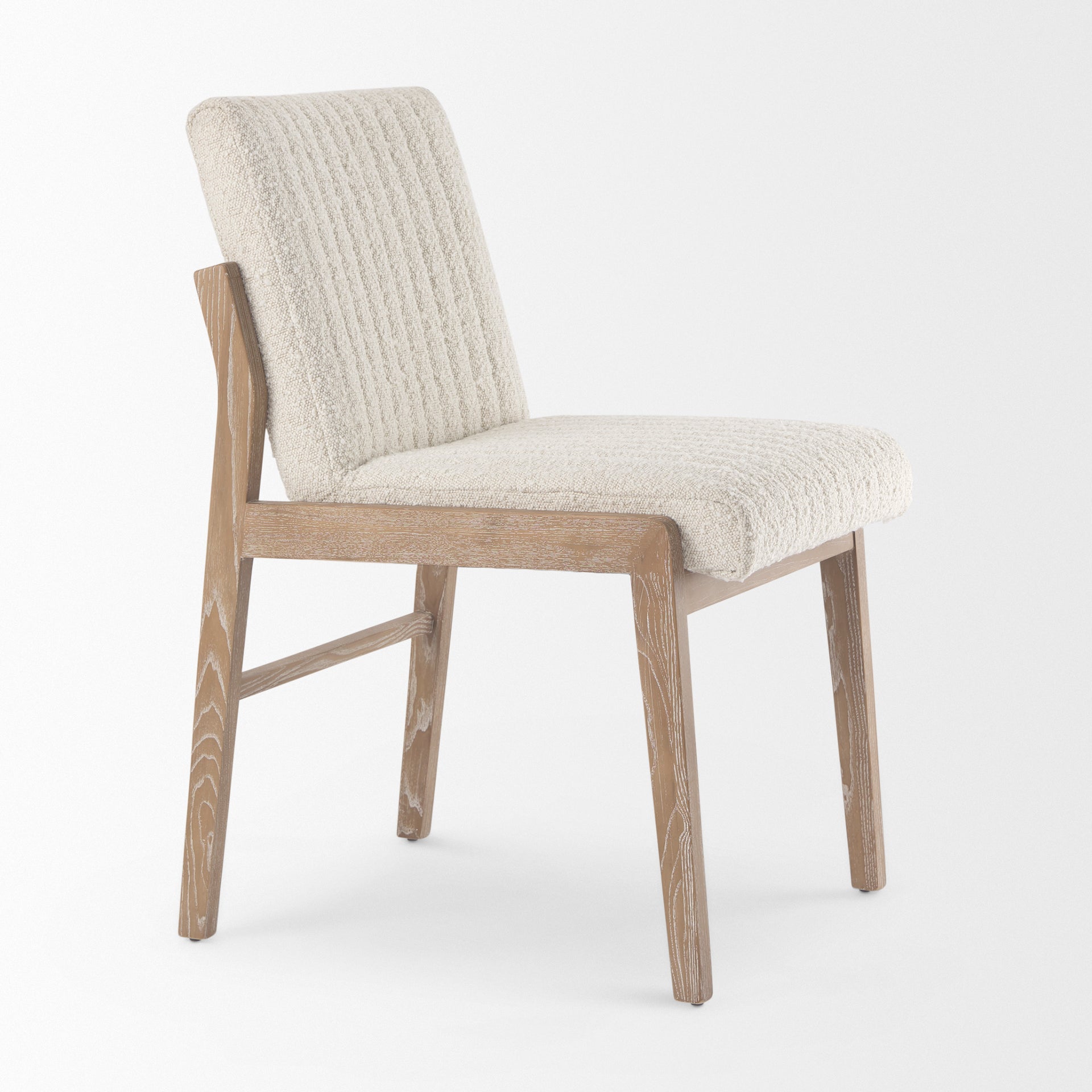 Tali Boucle Dining Chair - Light Brown Wood