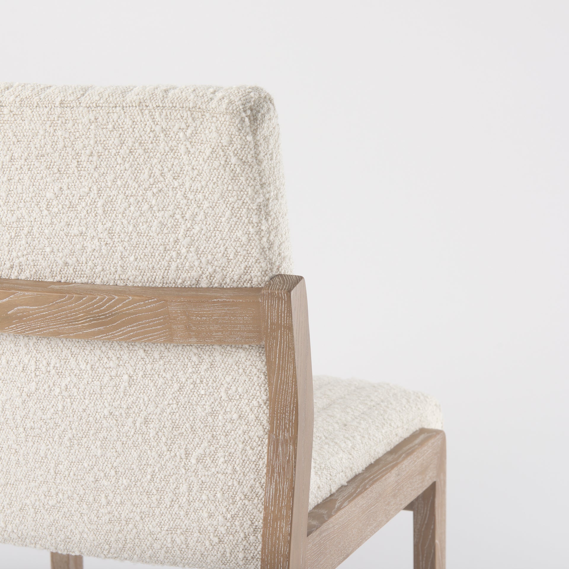 Tali Boucle Dining Chair - Light Brown Wood