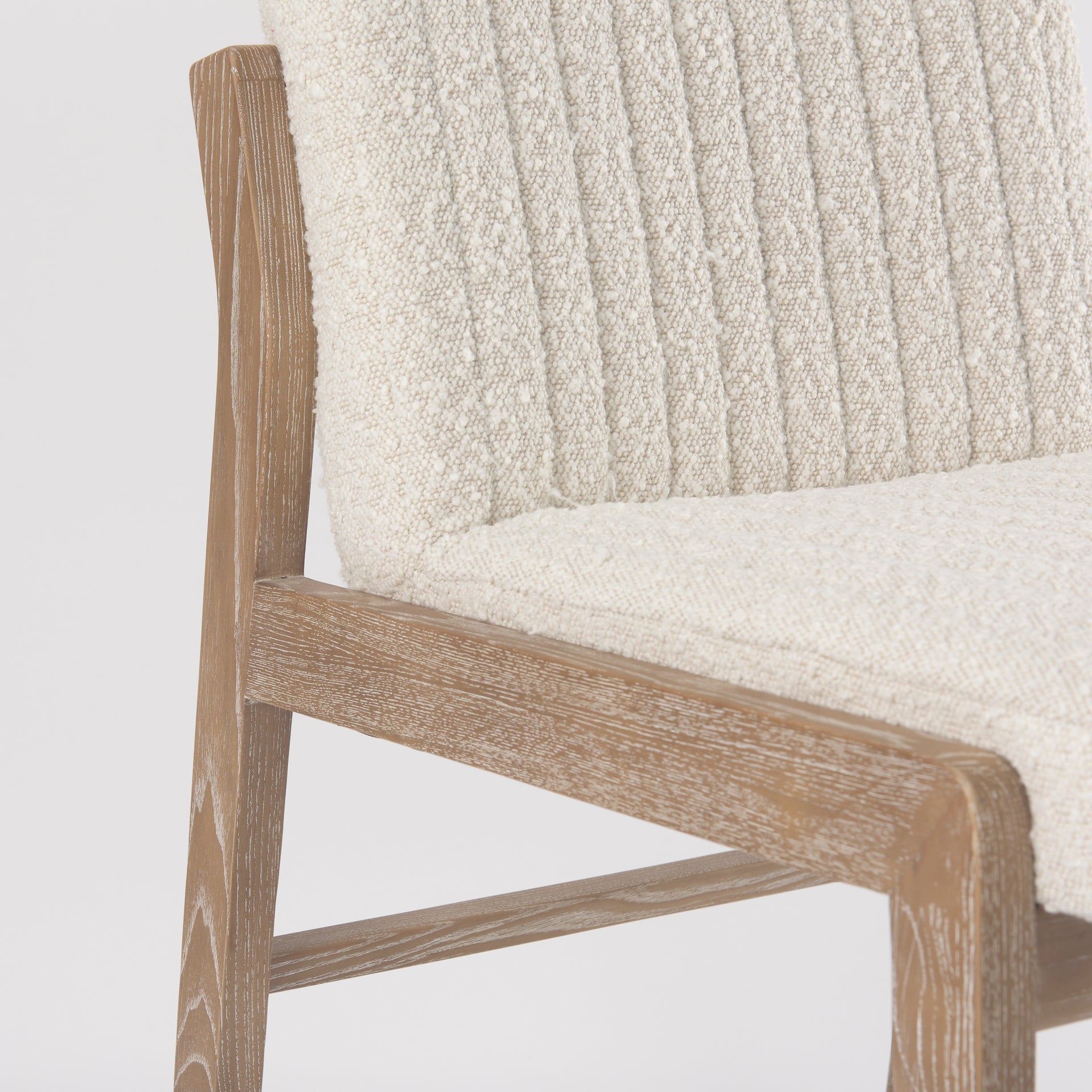 Tali Boucle Dining Chair - Light Brown Wood