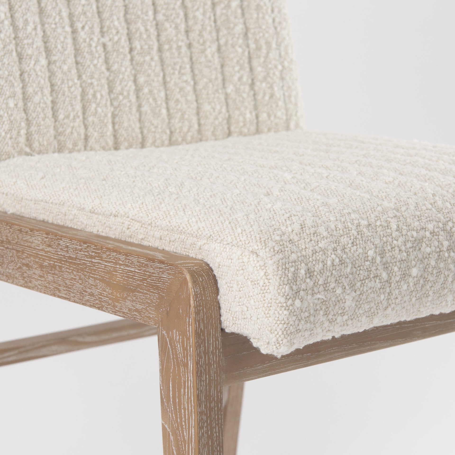 Tali Boucle Dining Chair - Light Brown Wood