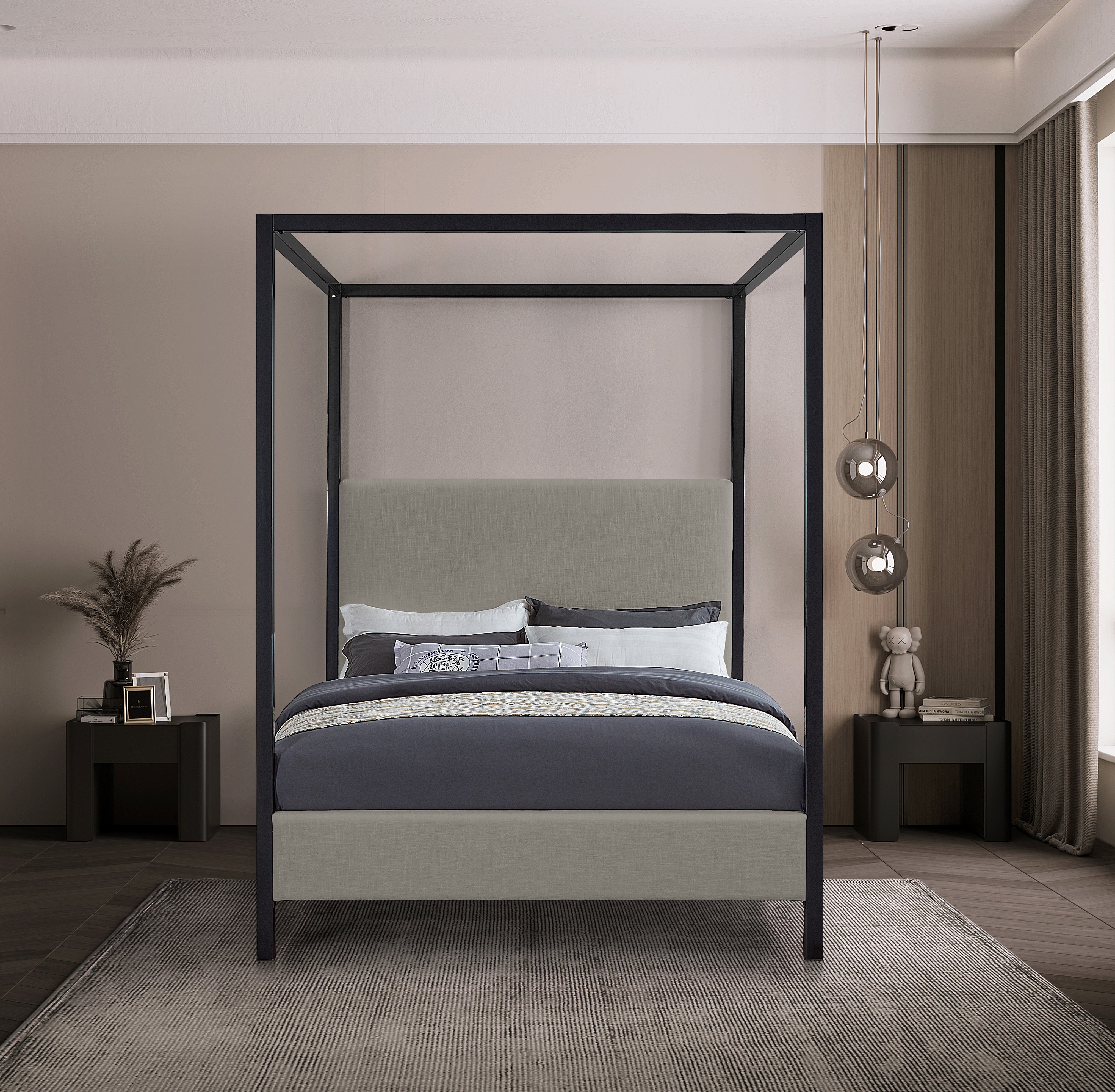 James Linen Bed - Grey