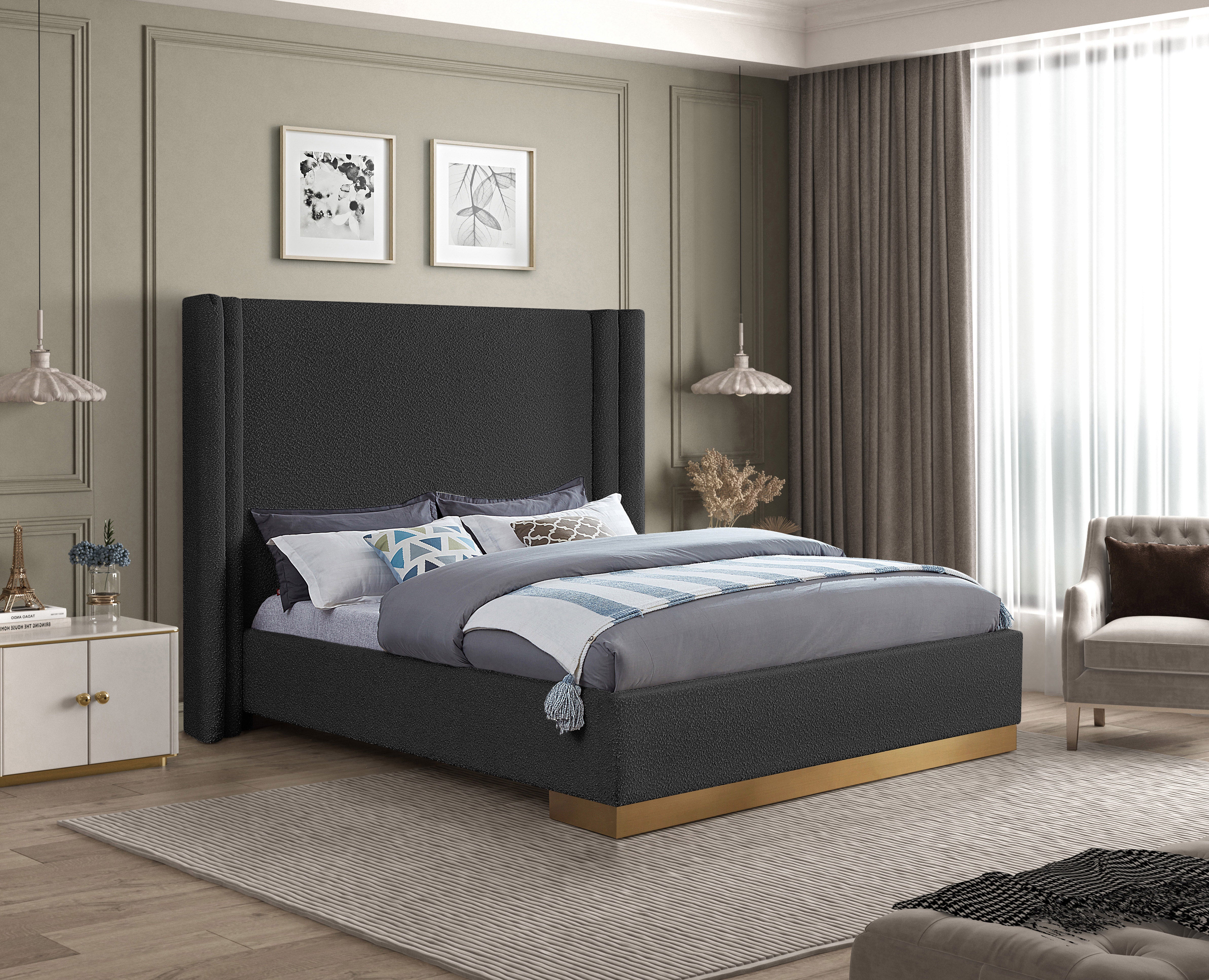 Halton Boucle Bed - Black