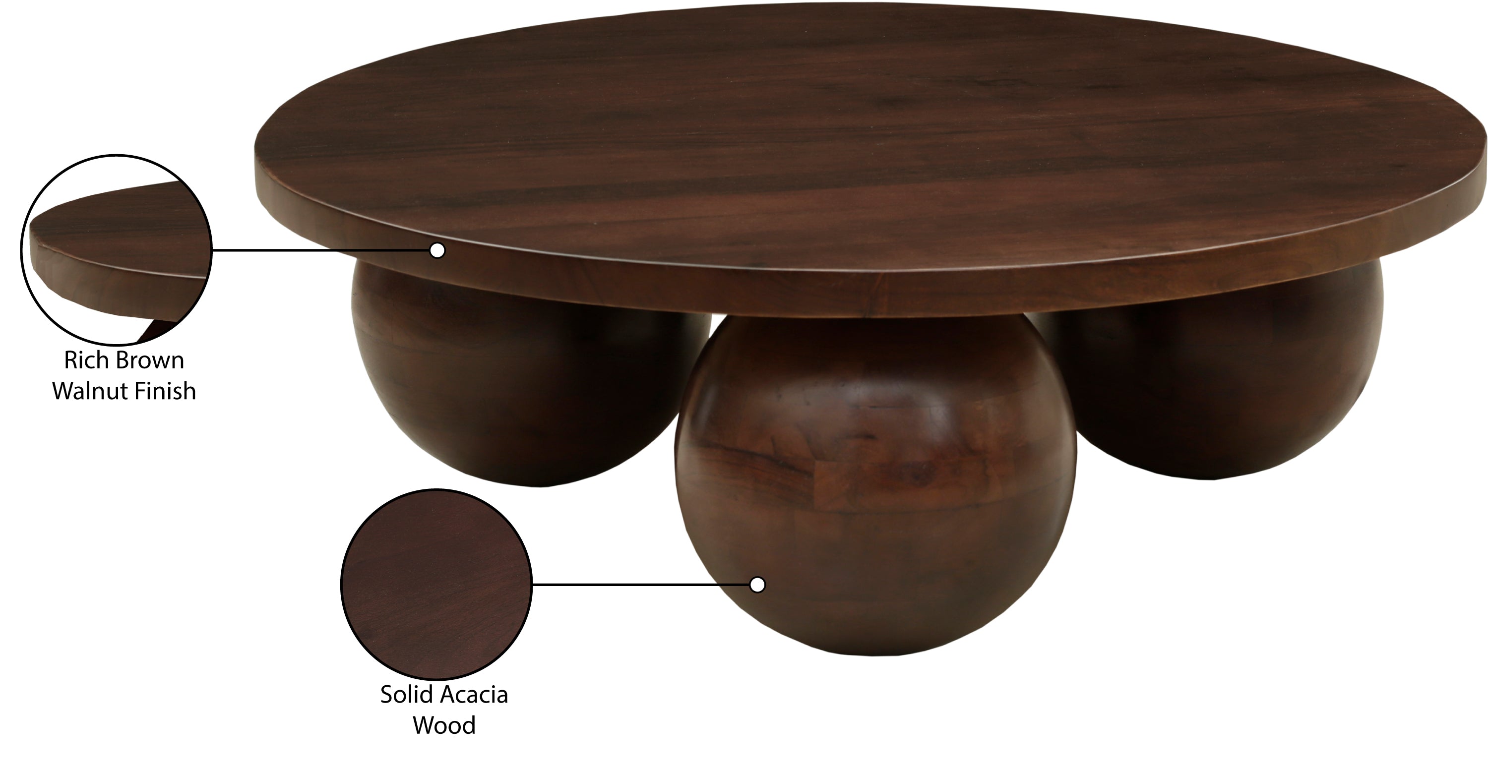 Spherical Coffee Table - Brown Walnut