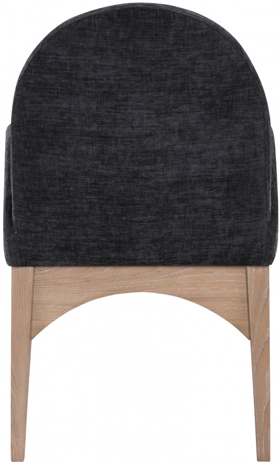 Astoria Chenille Fabric Dining Arm Chair - Black Natural Ash