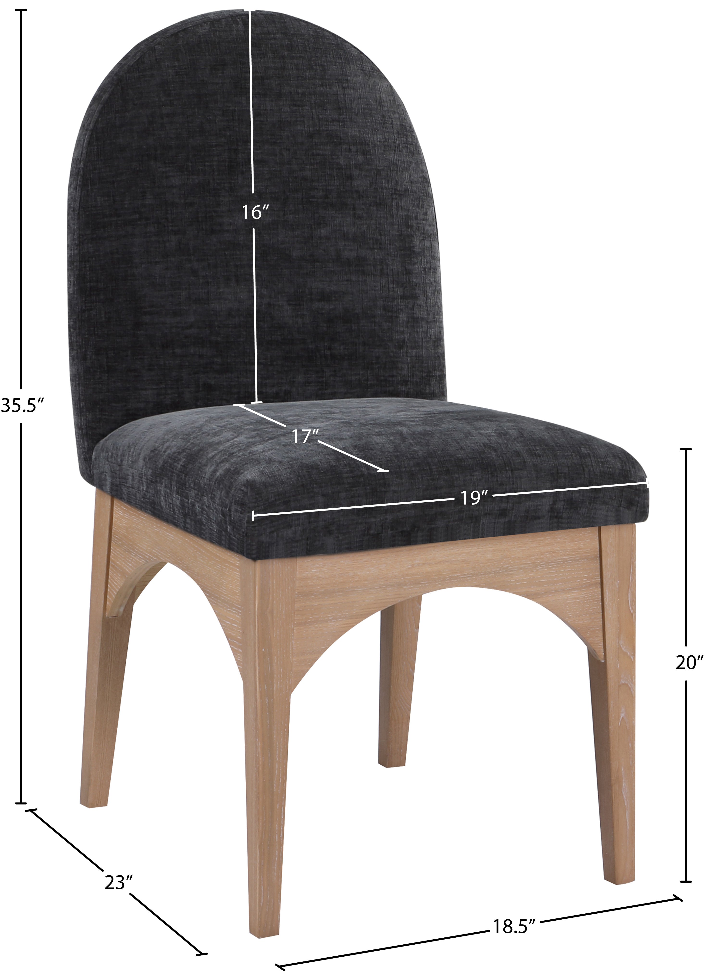 Astoria Chenille Fabric Dining Side Chair - Black Natural Ash