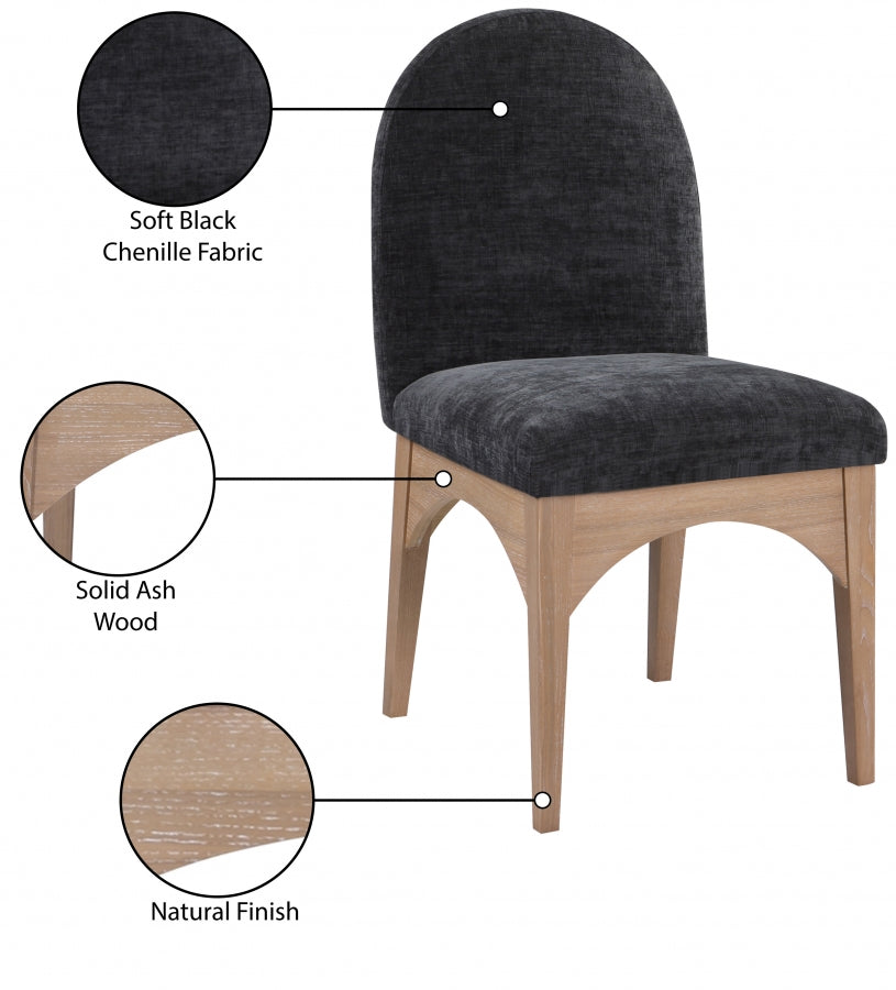 Astoria Chenille Fabric Dining Side Chair - Black Natural Ash