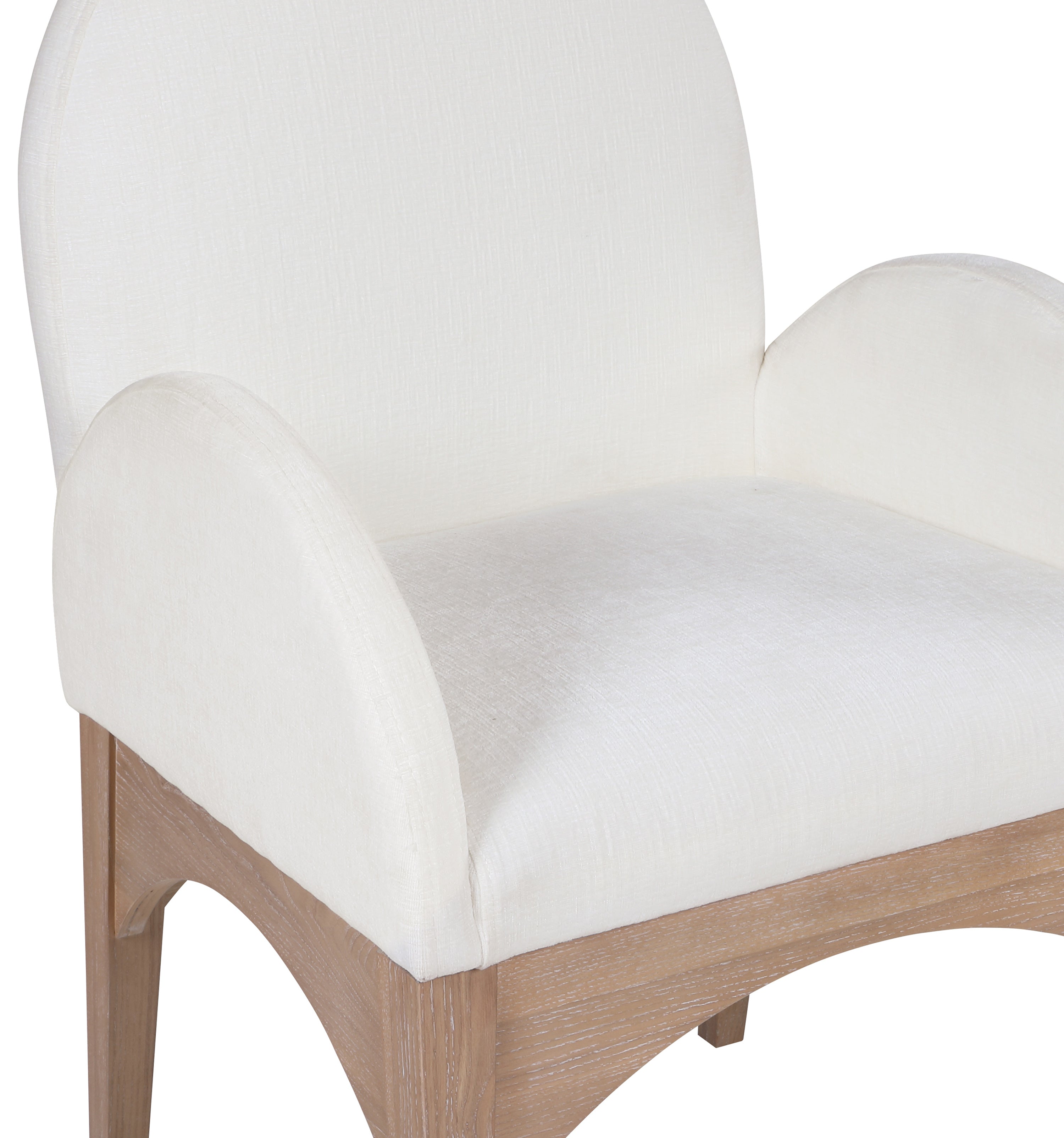 Astoria Chenille Fabric Dining Arm Chair - Cream Natural Ash