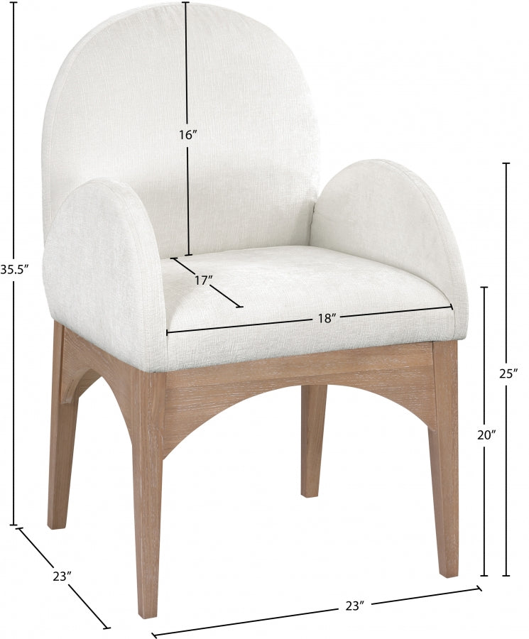 Astoria Chenille Fabric Dining Arm Chair - Cream Natural Ash