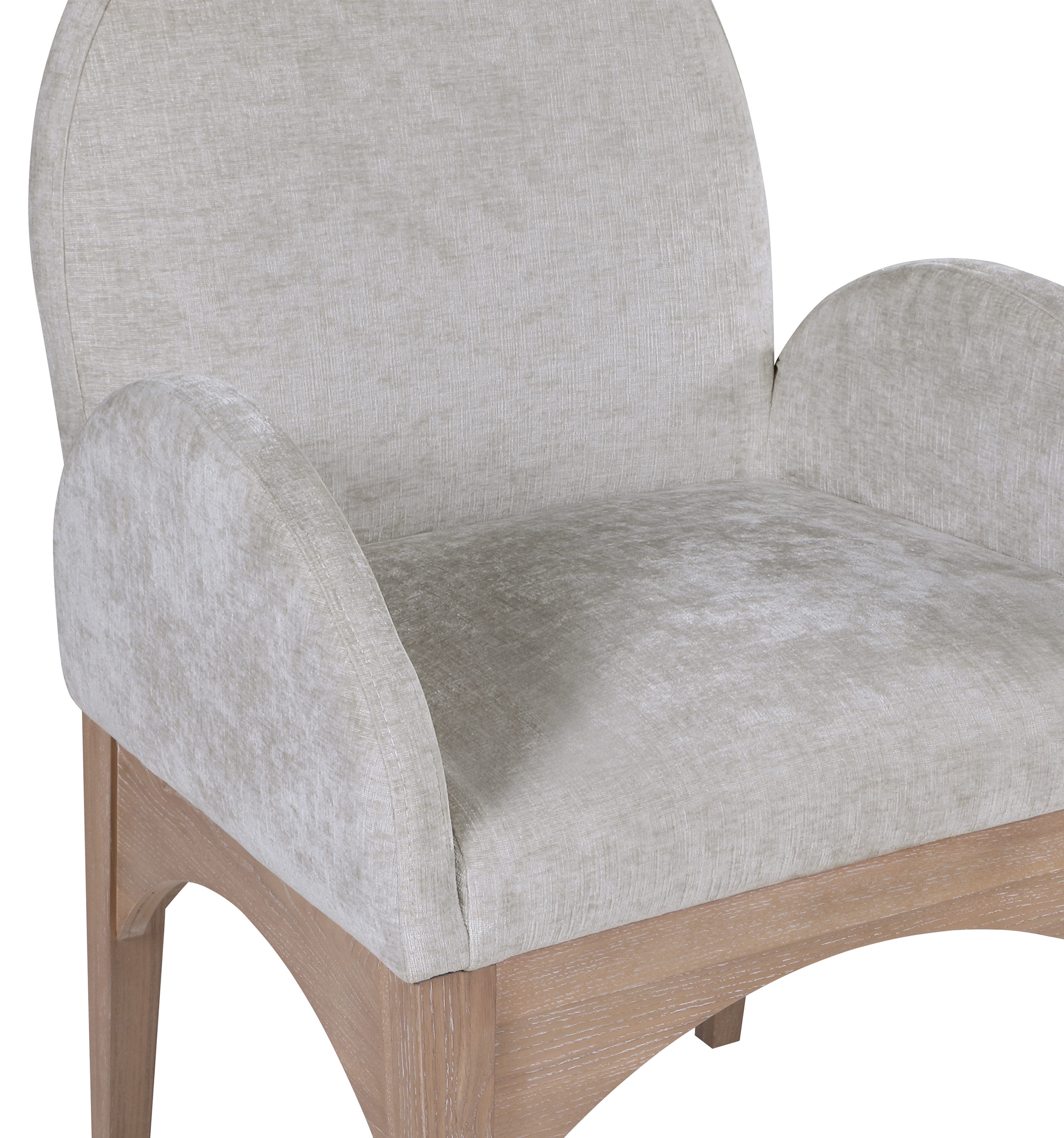 Astoria Chenille Fabric Dining Arm Chair - Grey Natural Ash