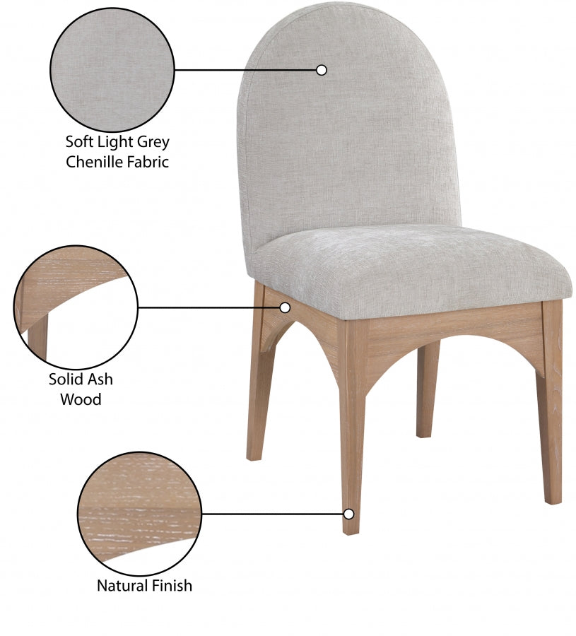 Astoria Chenille Fabric Dining Side Chair - Grey Natural Ash