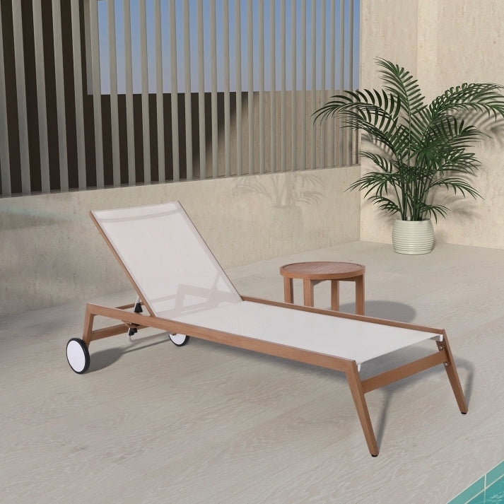 Maui Water Resistant Fabric Outdoor Patio Lounger - Cream