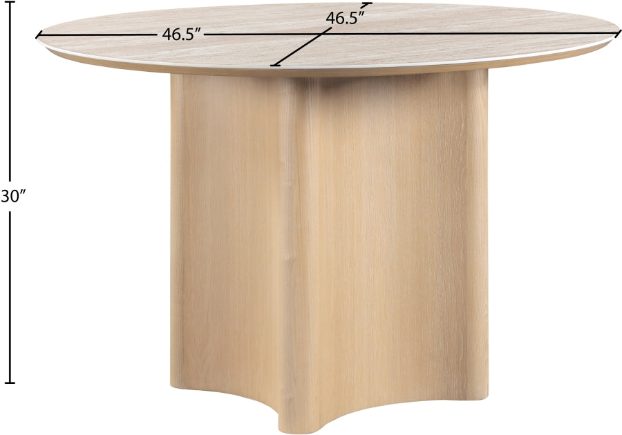 Cora Travertine and Oak Round Dining Table