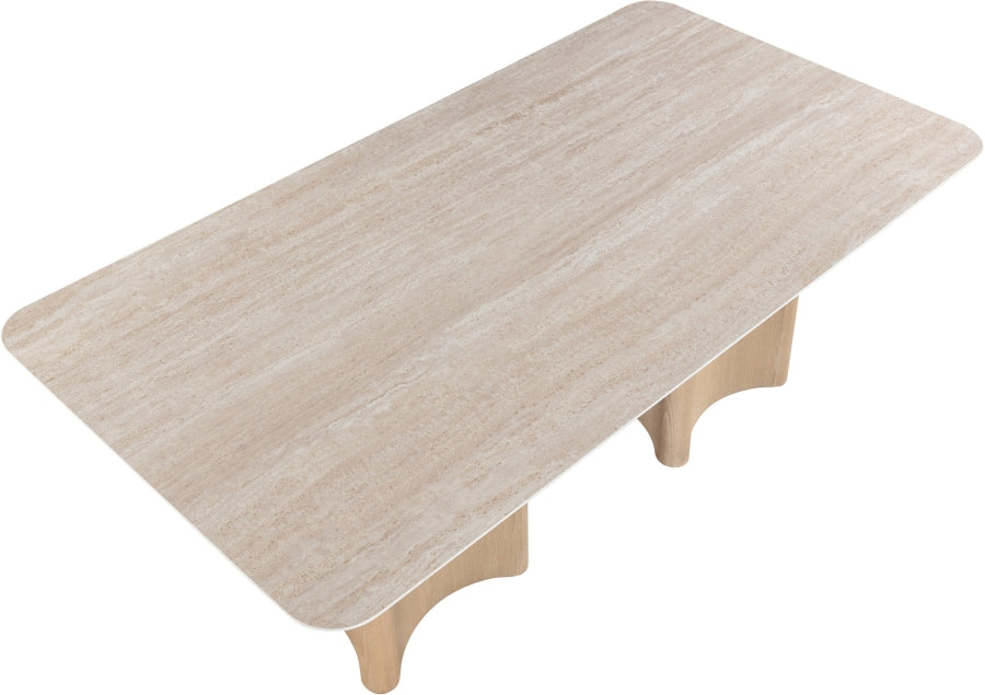 Cora Travertine and Oak 78" Dining Table