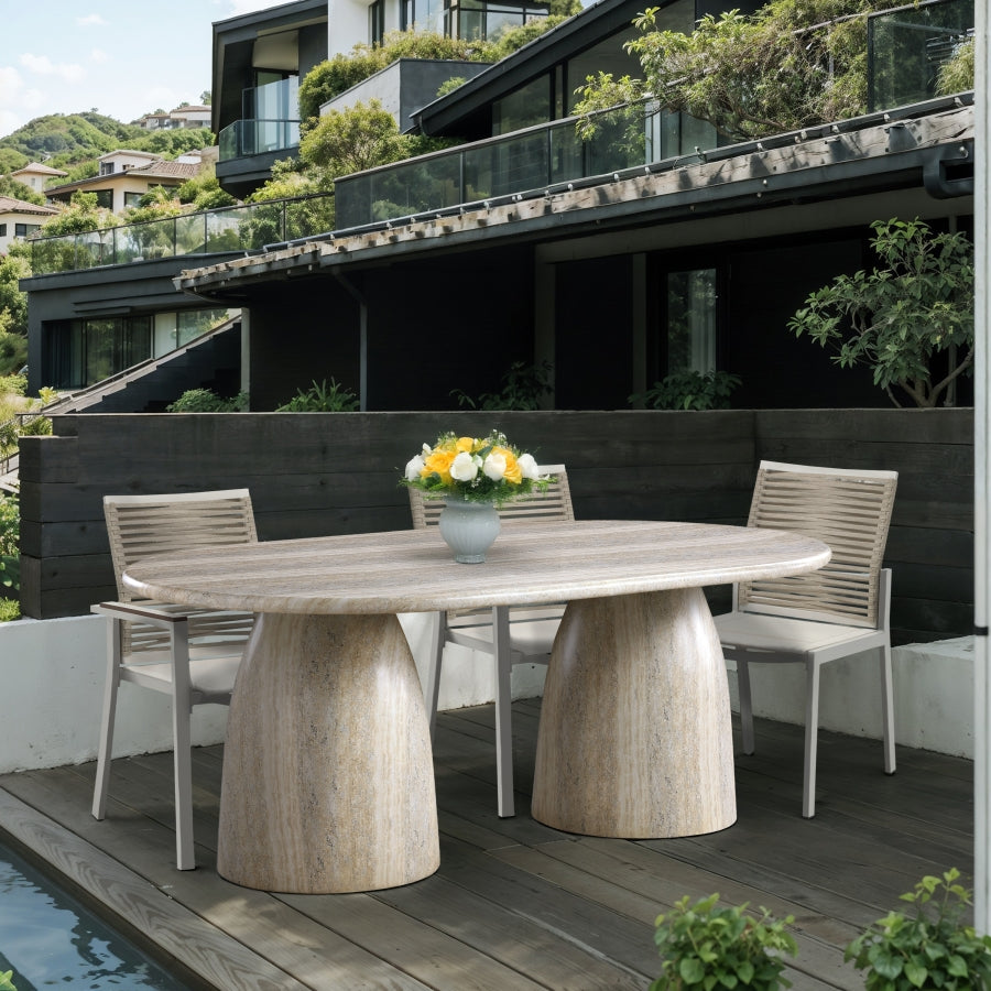 Zena Travertine Concrete Oval Dining Table