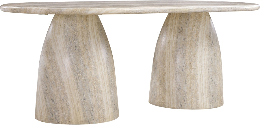 Zena Travertine Concrete Oval Dining Table