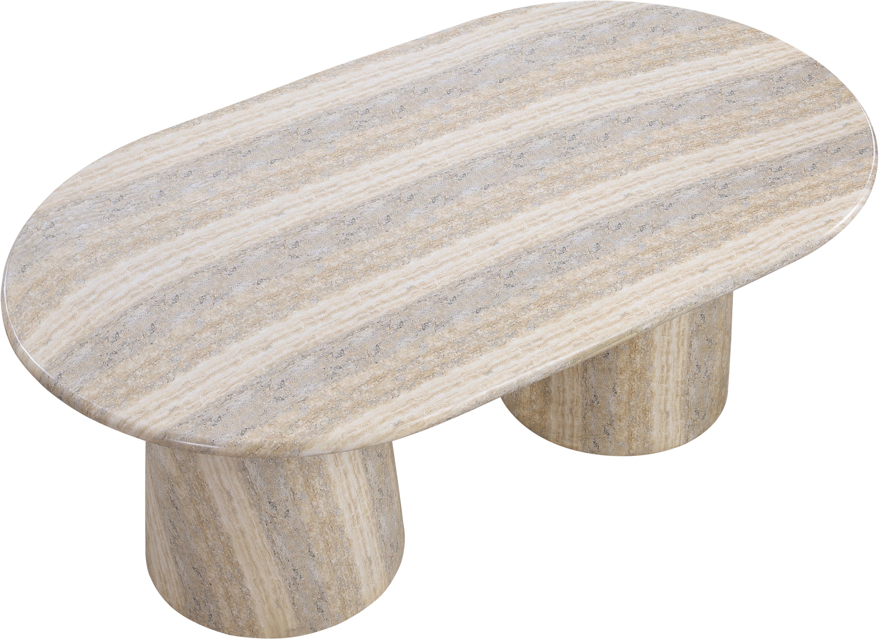 Zena Travertine Concrete Oval Dining Table