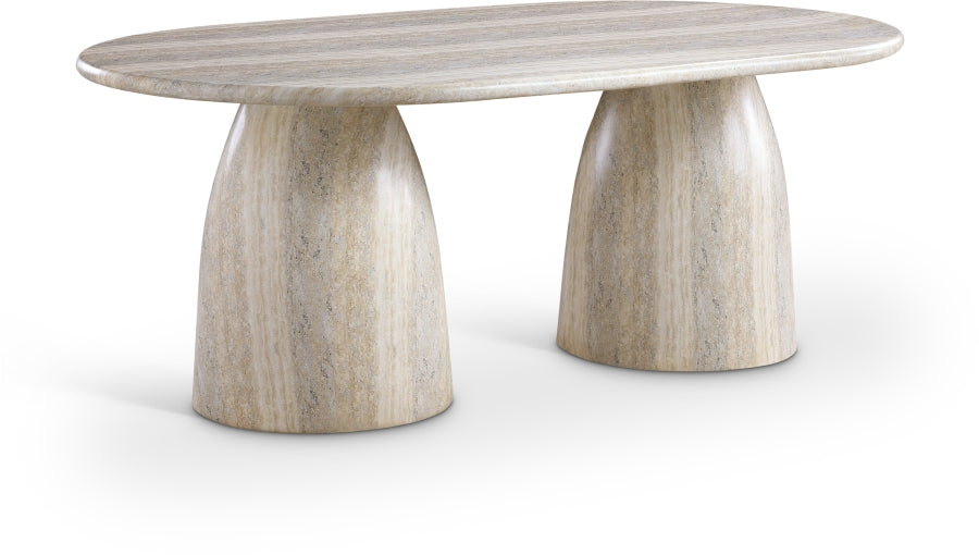 Zena Travertine Concrete Oval Dining Table