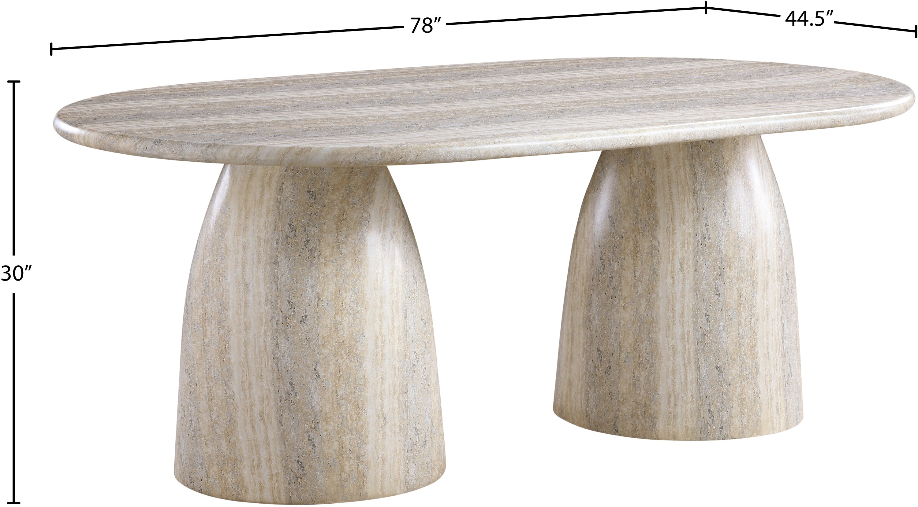 Zena Travertine Concrete Oval Dining Table