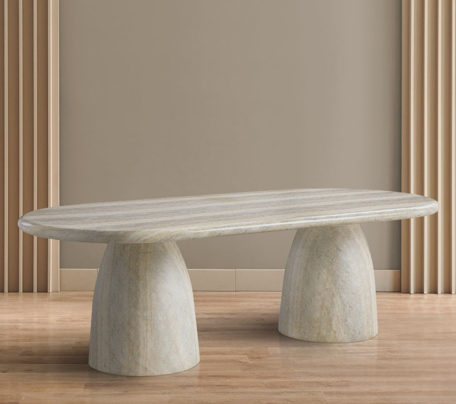 Zena Travertine Concrete Oval Dining Table