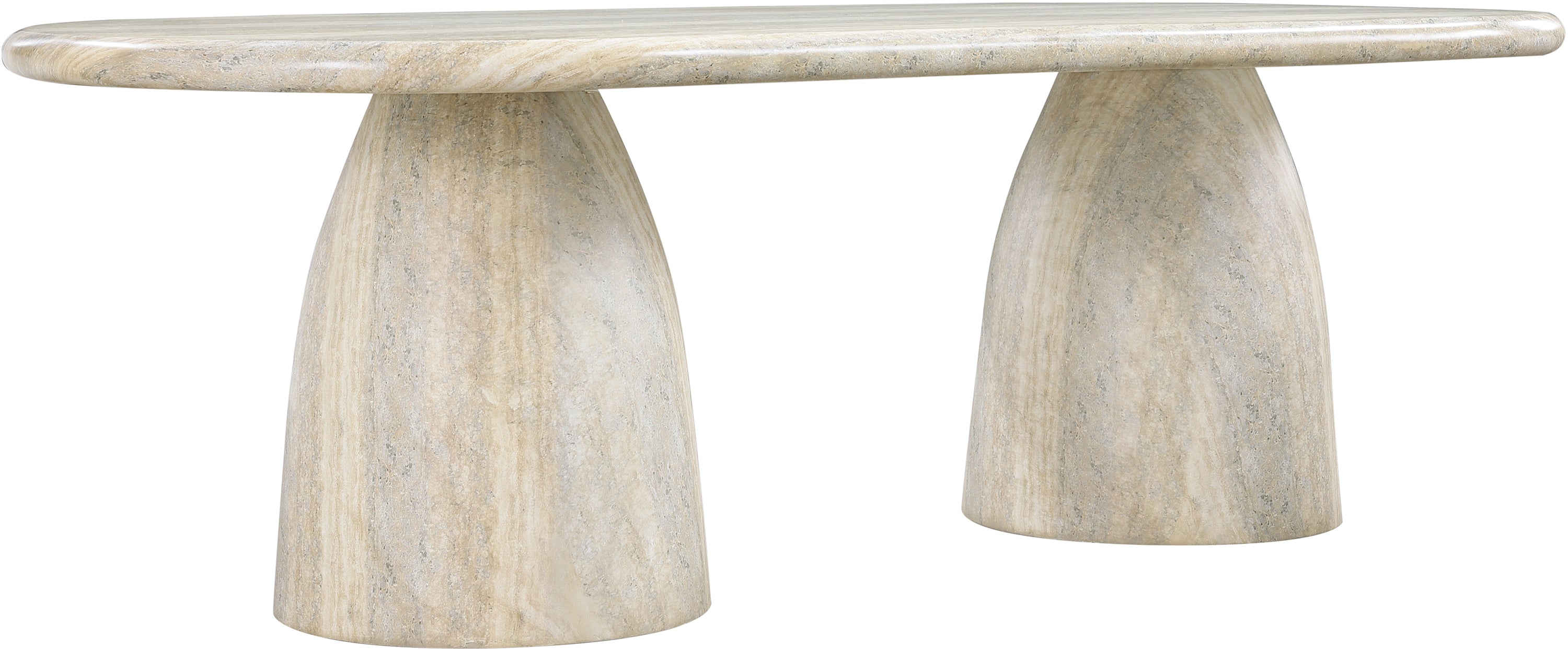 Zena Travertine Concrete Oval Dining Table