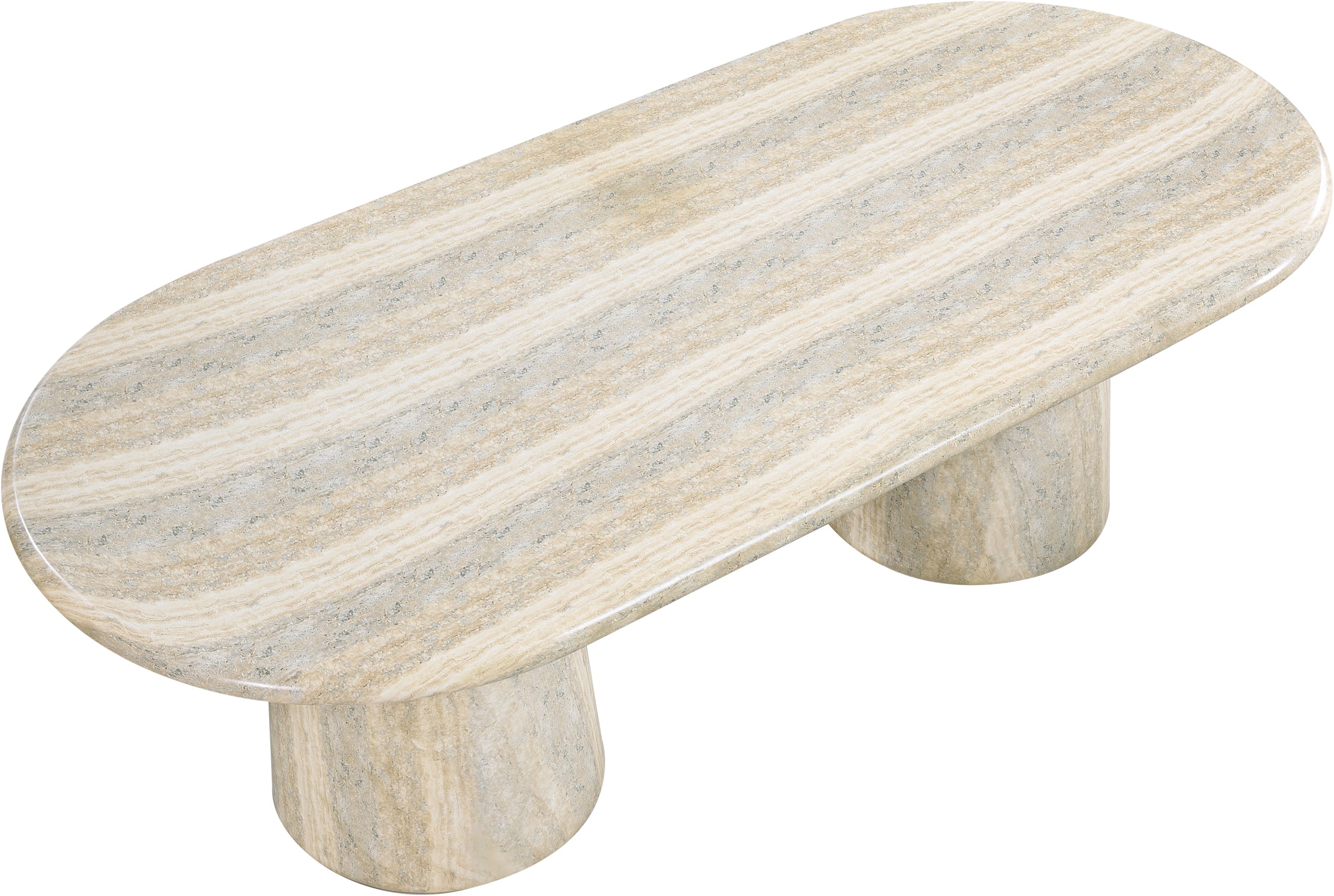 Zena Travertine Concrete Oval Dining Table