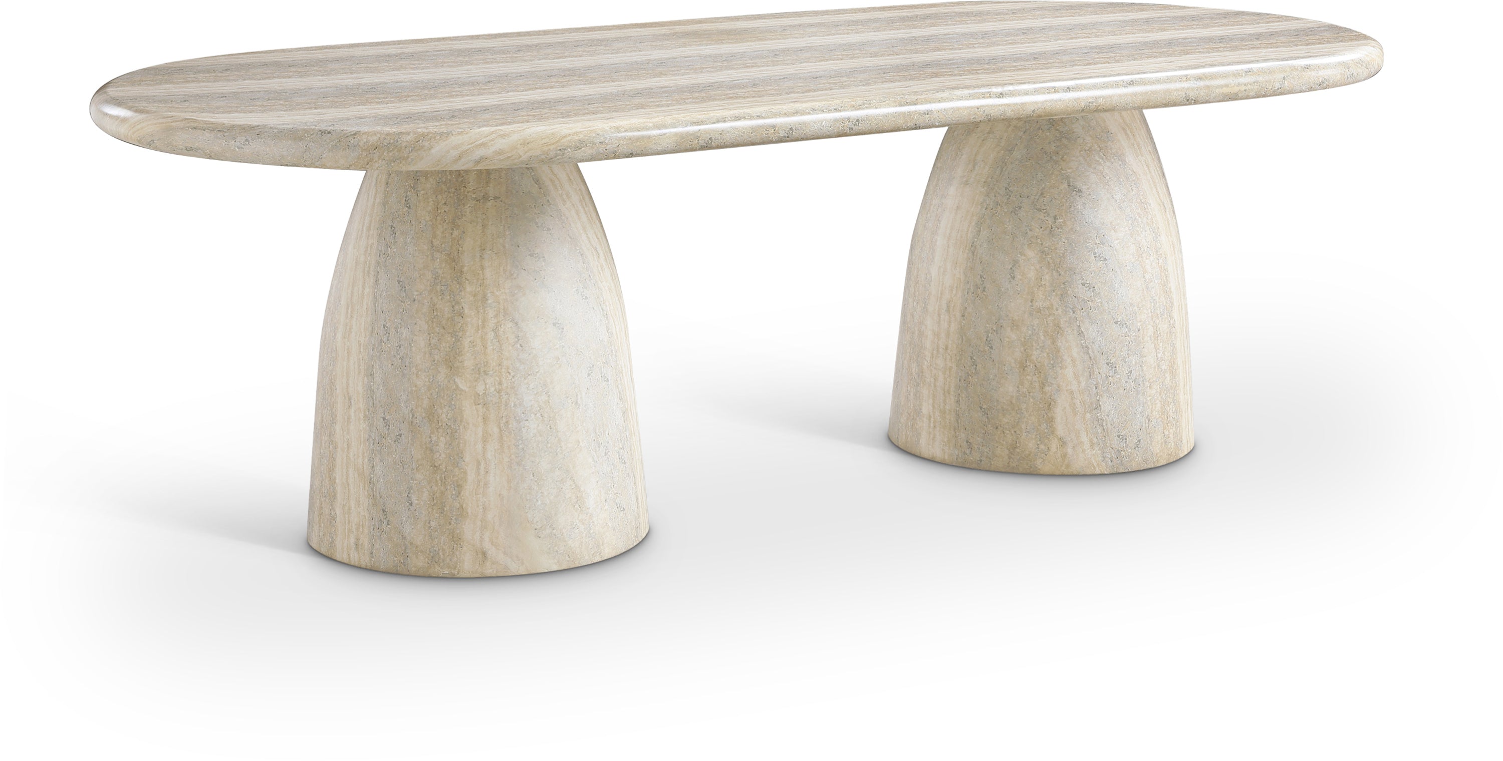 Zena Travertine Concrete Oval Dining Table