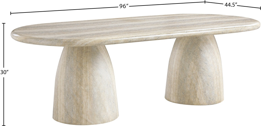 Zena Travertine Concrete Oval Dining Table