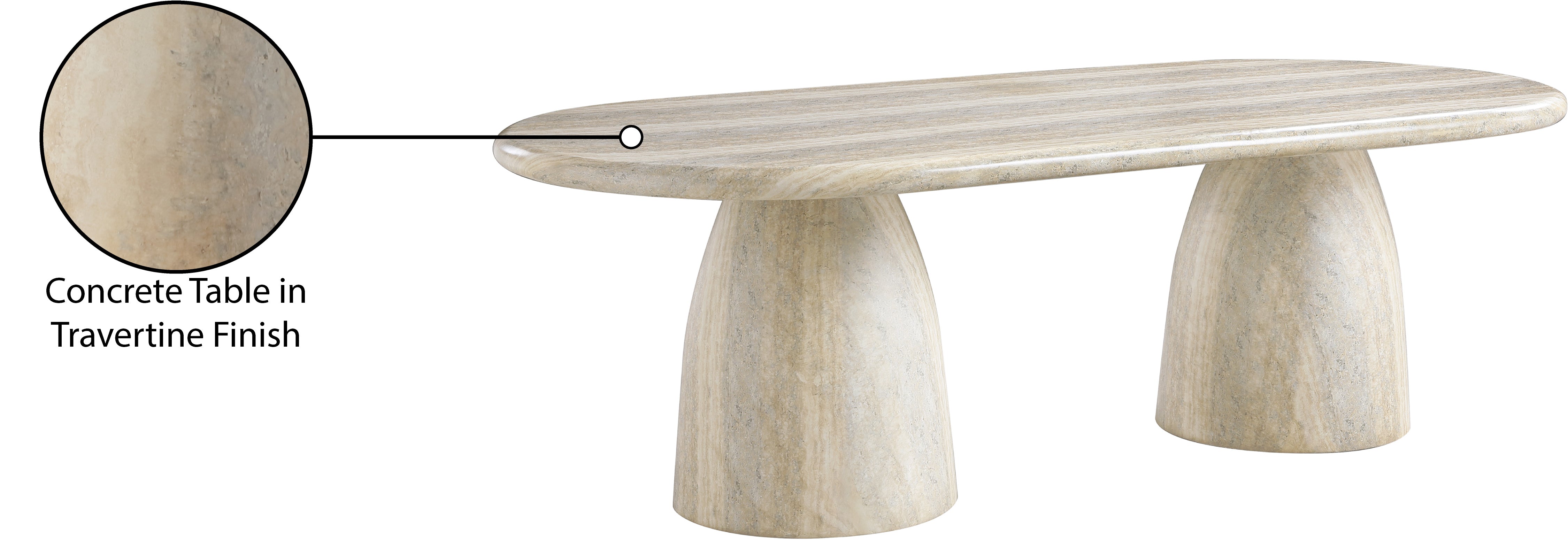 Zena Travertine Concrete Oval Dining Table