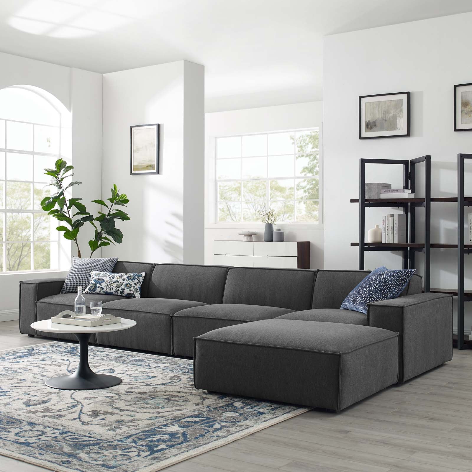 Breeze 5 Piece Extended Sectional - Charcoal