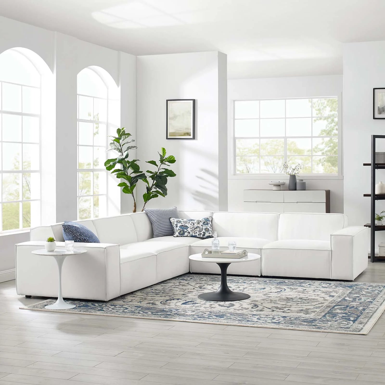 Breeze 5 Piece Corner Sectional - White