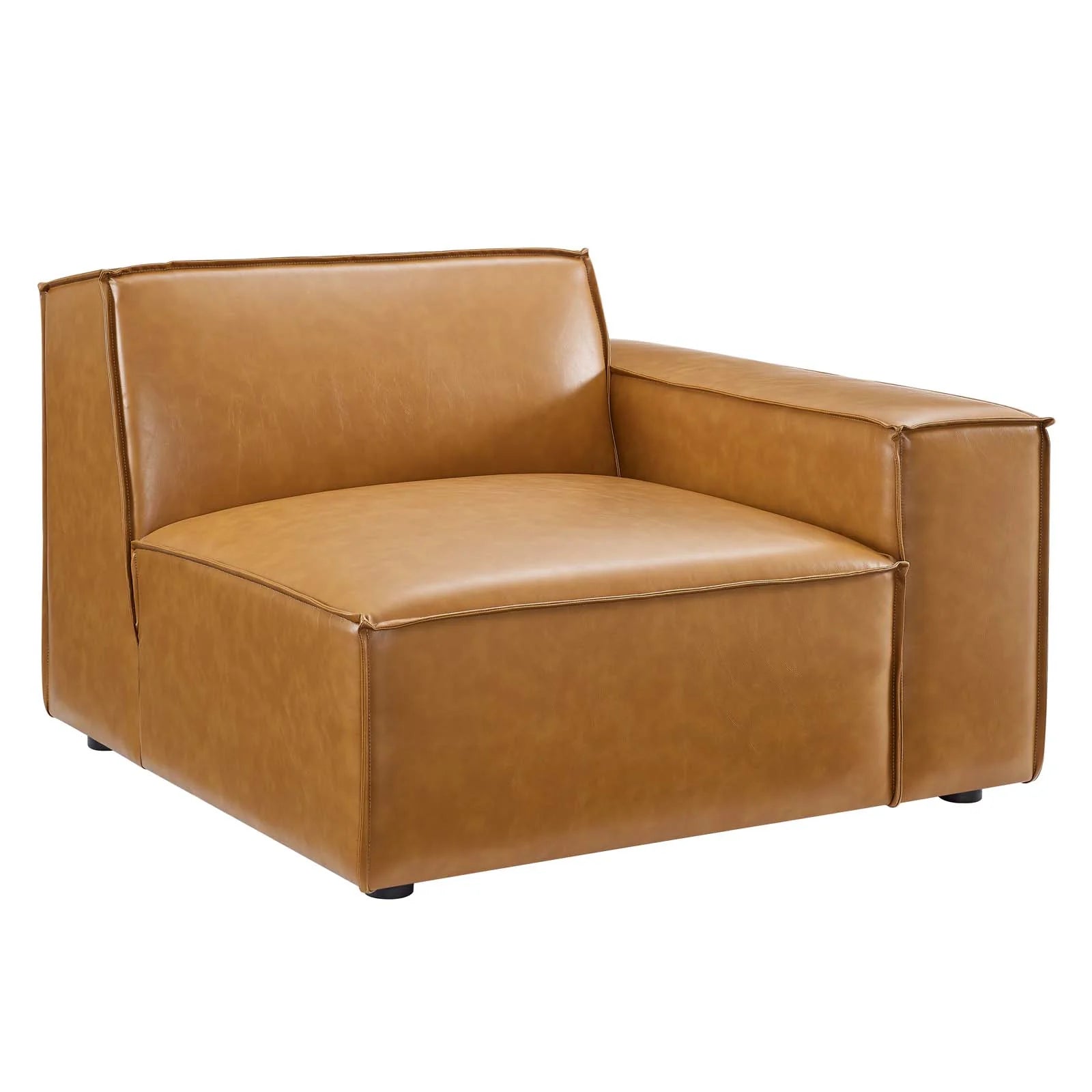 Breeze 5 Piece Corner Sectional - Tan Vegan Leather