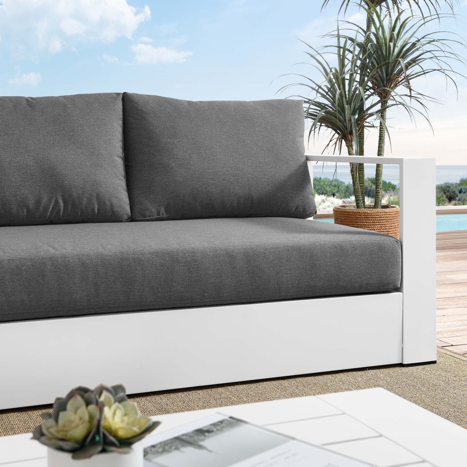 Sol Outdoor Patio Sofa - Charcoal/White