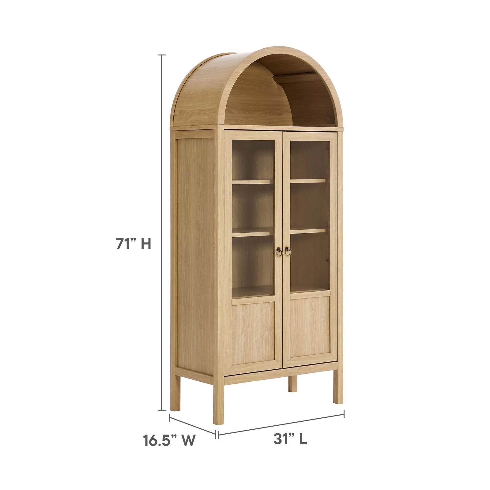 Ava Arched Storage Display Cabinet - Oak