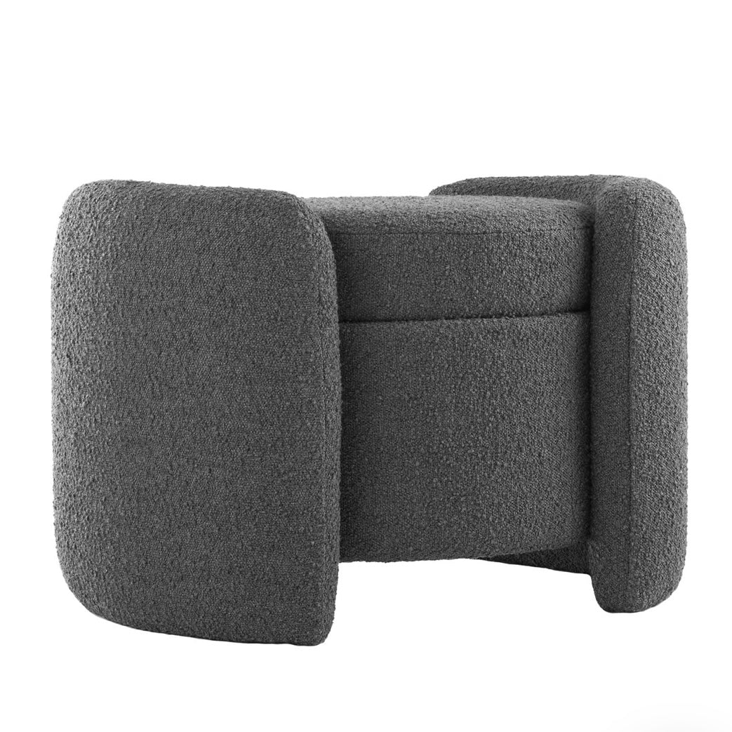 Nebula Boucle Upholstered Ottoman - Charcoal