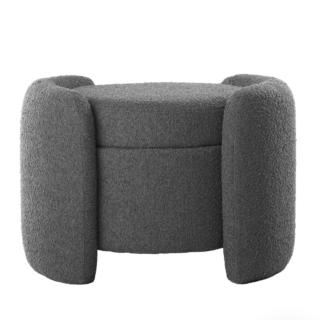 Nebula Boucle Upholstered Ottoman - Charcoal