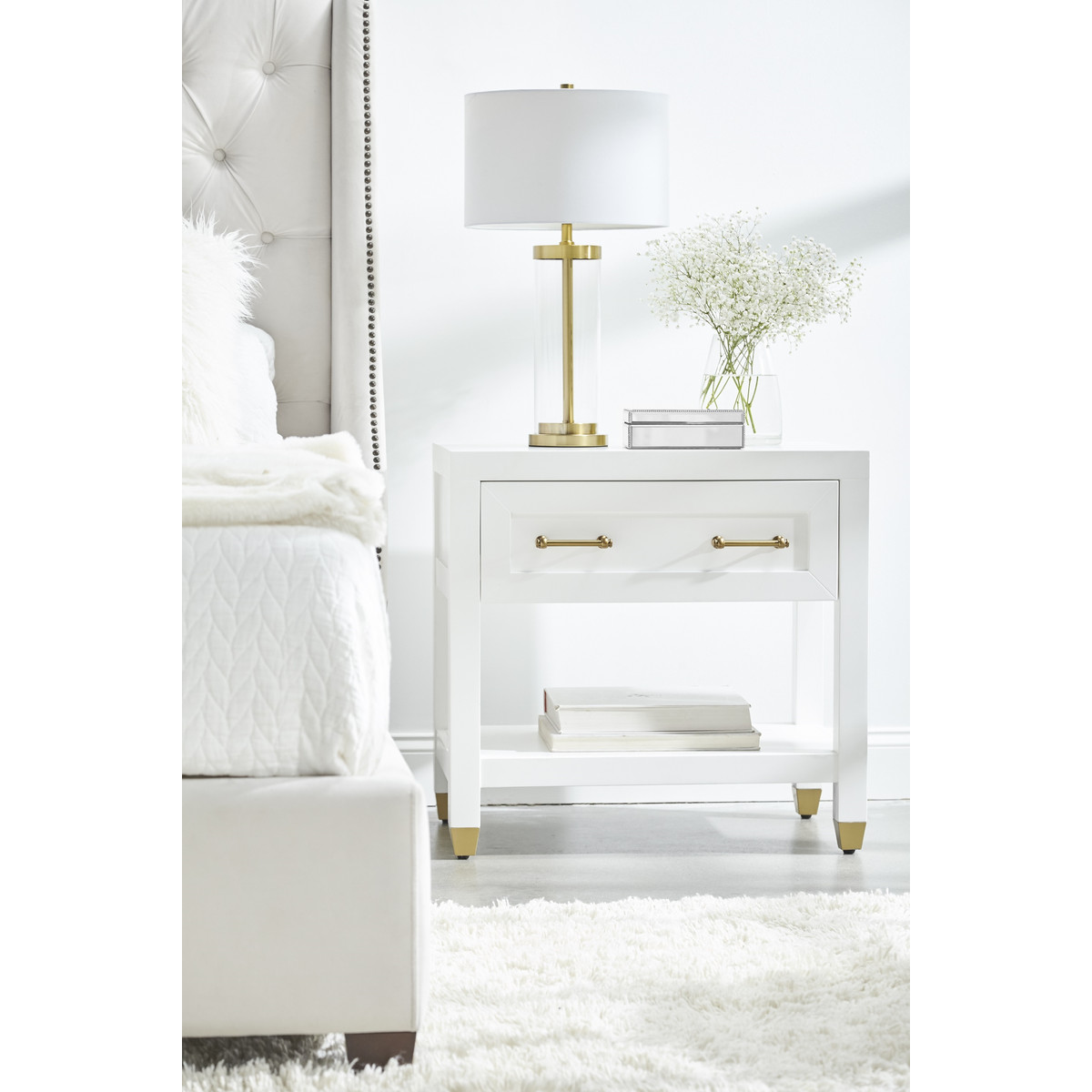 Stella 1 Drawer Nightstand - Matte White