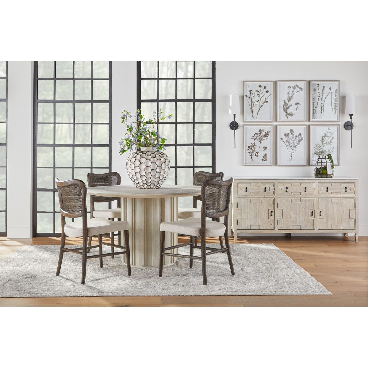 Roma 54" Round Dining Table - White Wash Pine