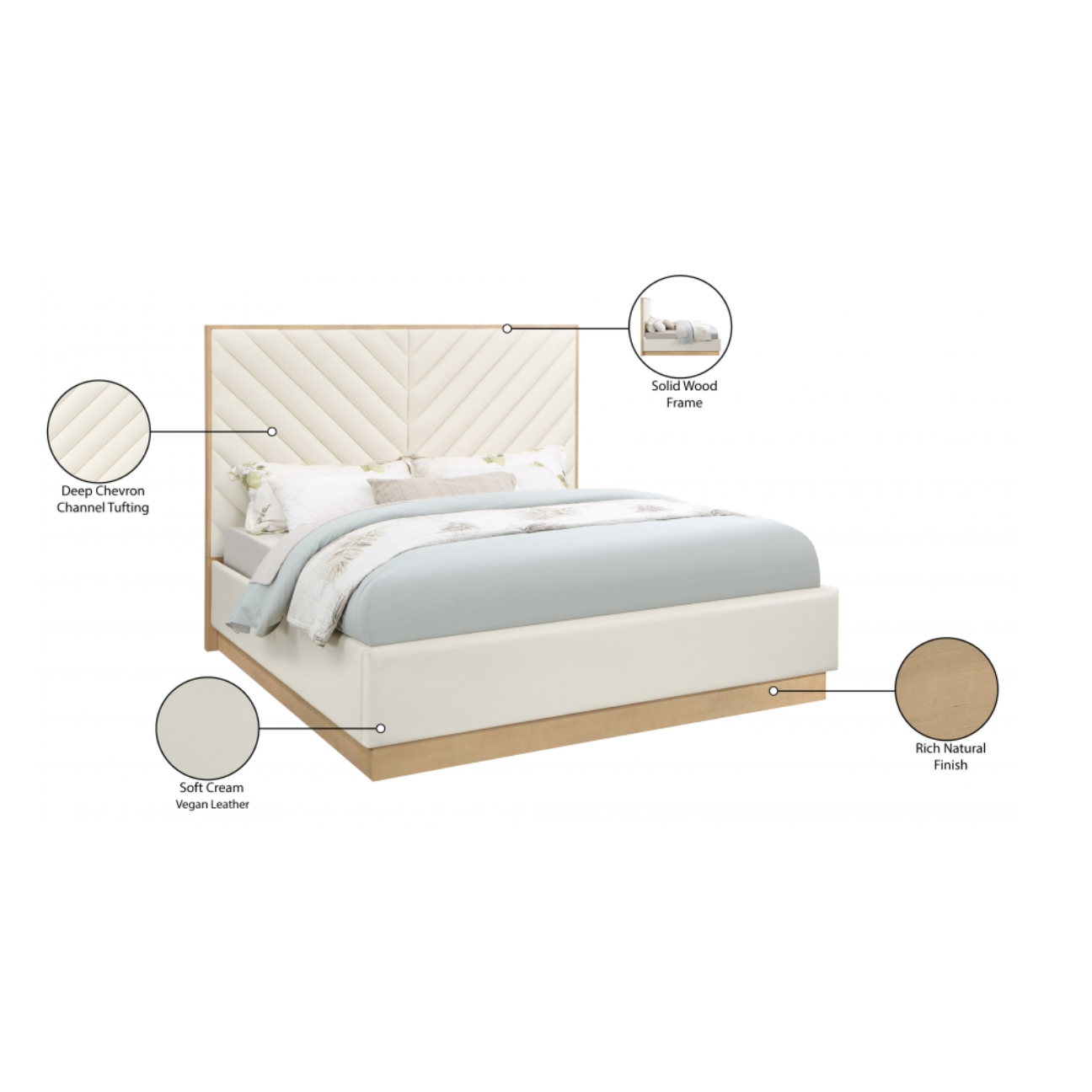 Casa Vegan Leather Bed - Cream